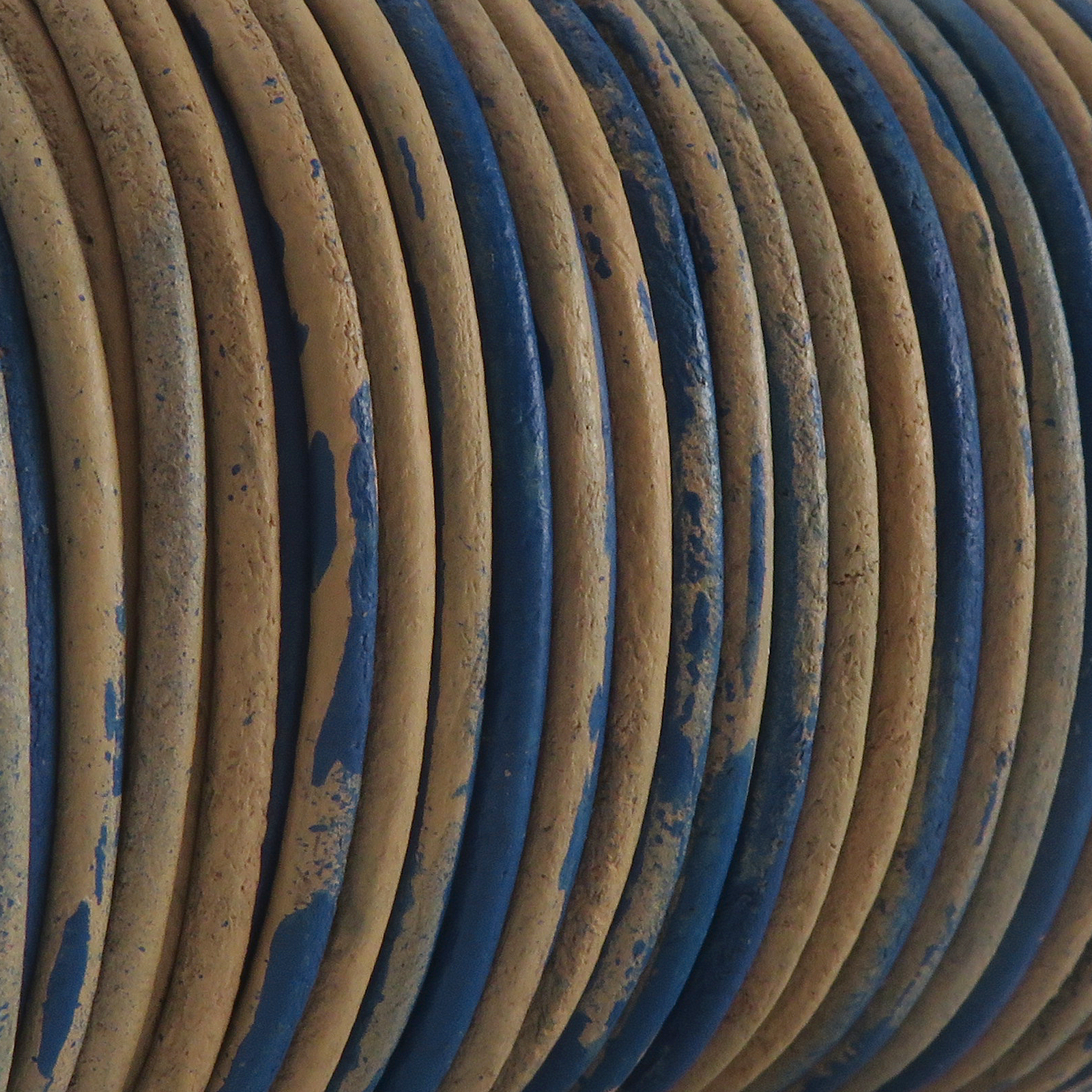 Lederschnur Rund 2 mm - 25m/Rolle - Bicolor Blau/Beige