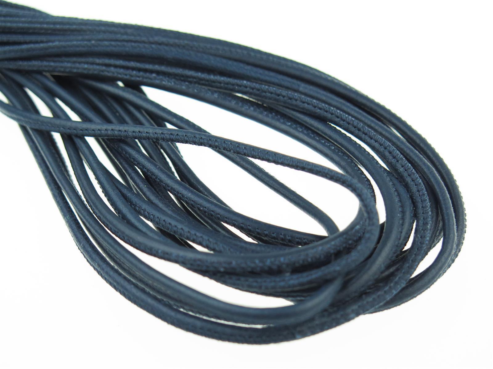 Lederschnur Rund gesäumt 2,5 mm - Navy. Länge: 5 m