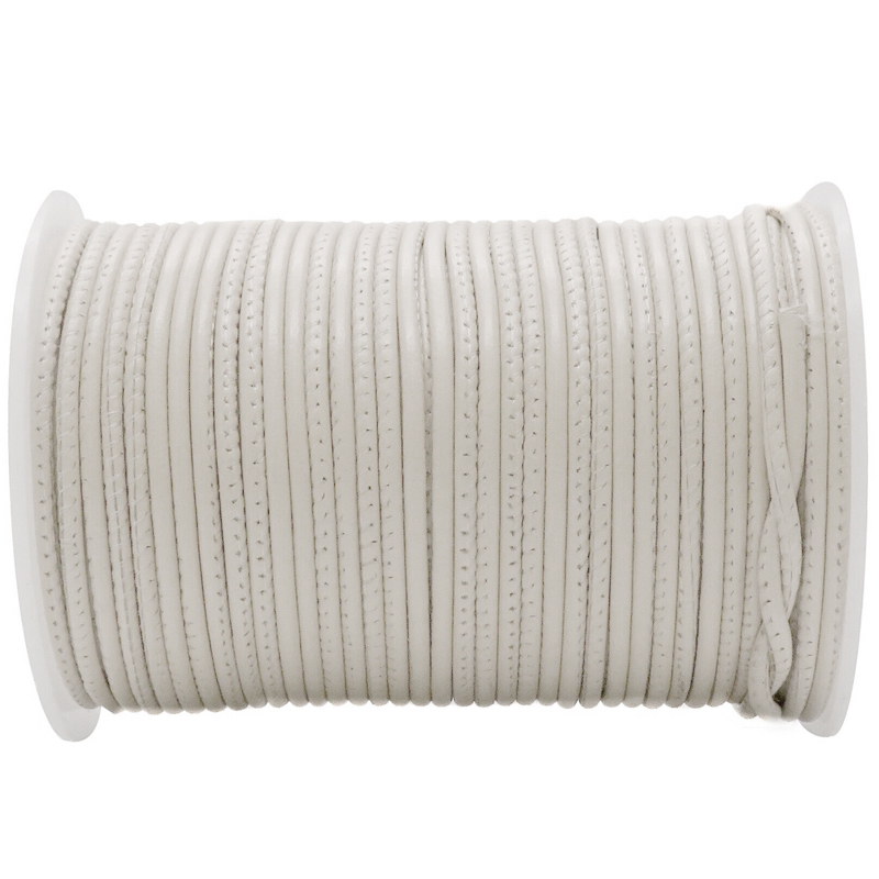 Lederschnur Rund gesäumt 2,5 mm - Weiß