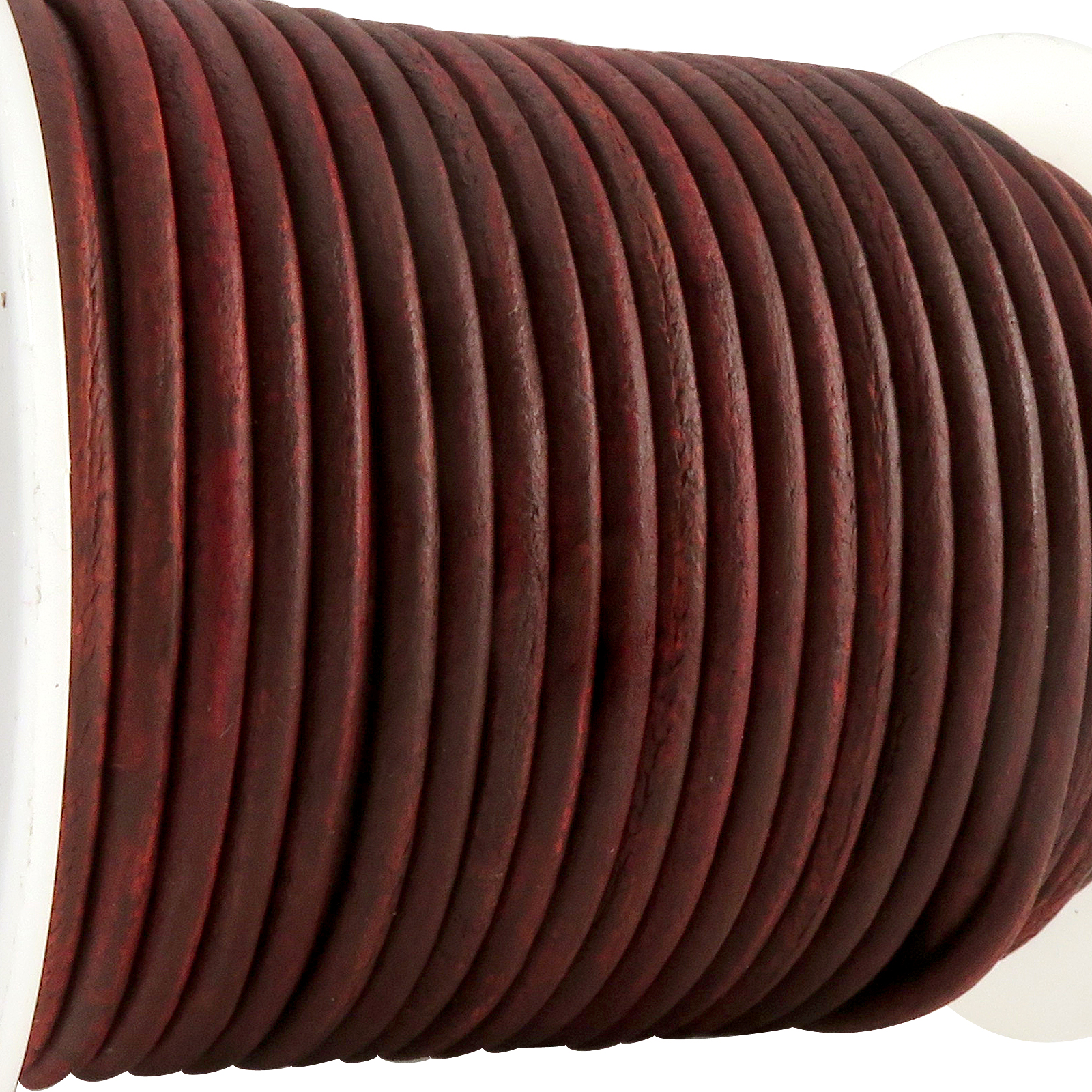 Lederschnur Rund 3 mm - Antik Rotbraun. Länge: 30 m