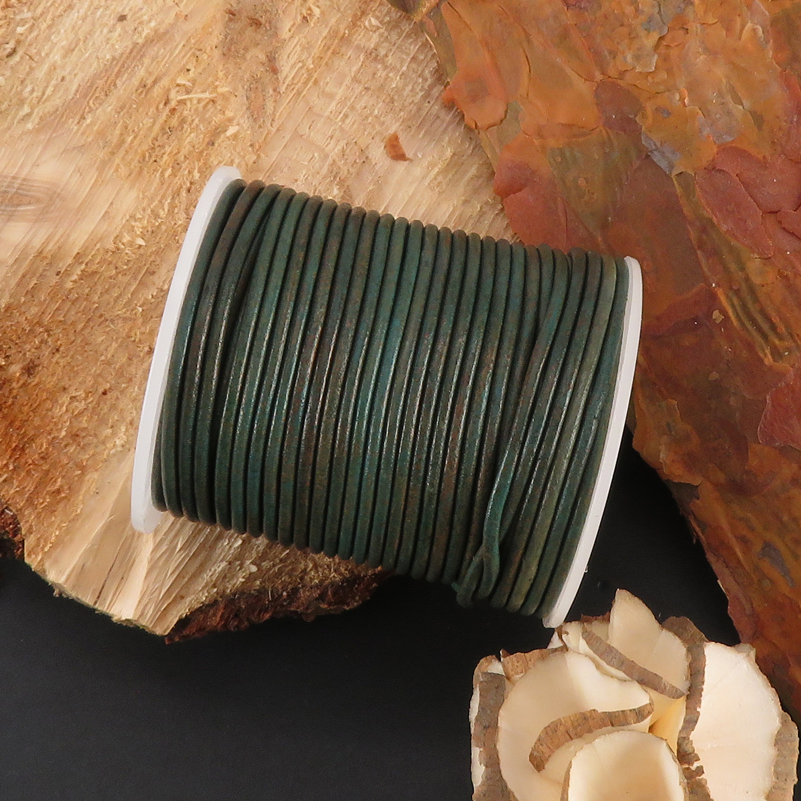 Lederschnur Rund 2 mm - 25m/Rolle - Bicolor Türkis