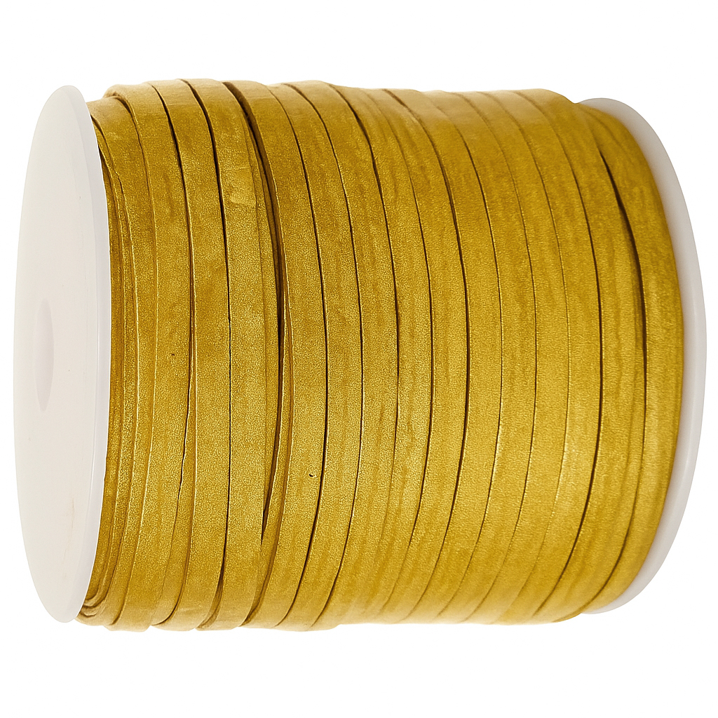 Lederband Flach 4 x 1 mm - Gold. Länge:  15 m