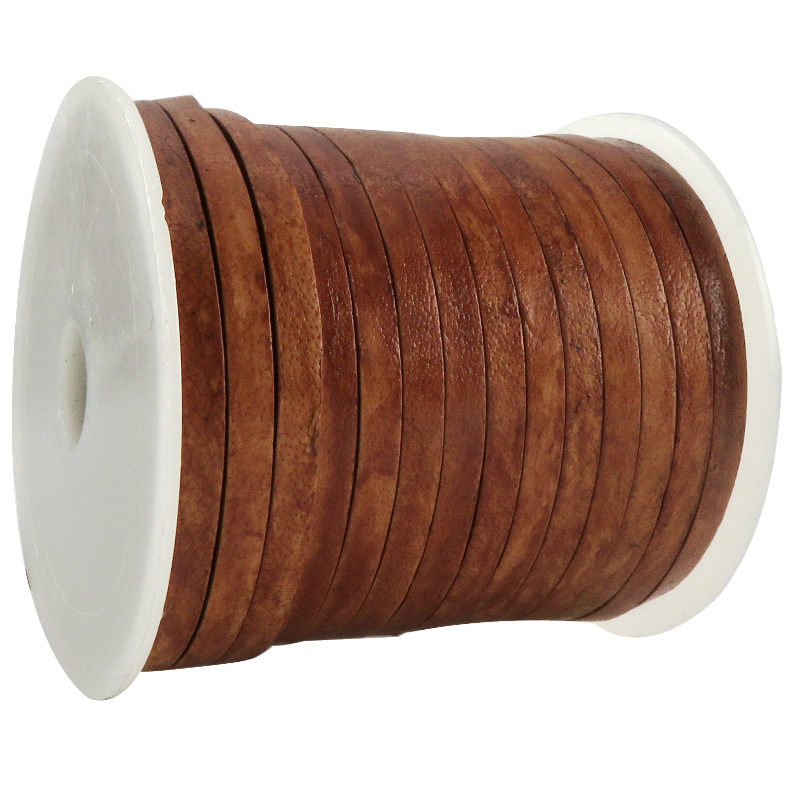 Lederband Flach 5 mm x 1,5 mm - Antik Hellbraun. Länge: 25 m auf Rolle