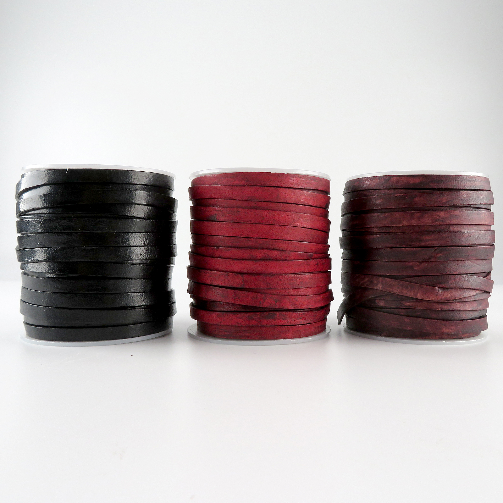 Lederband Flach 6 mm x 1,5 mm - Antik Rot