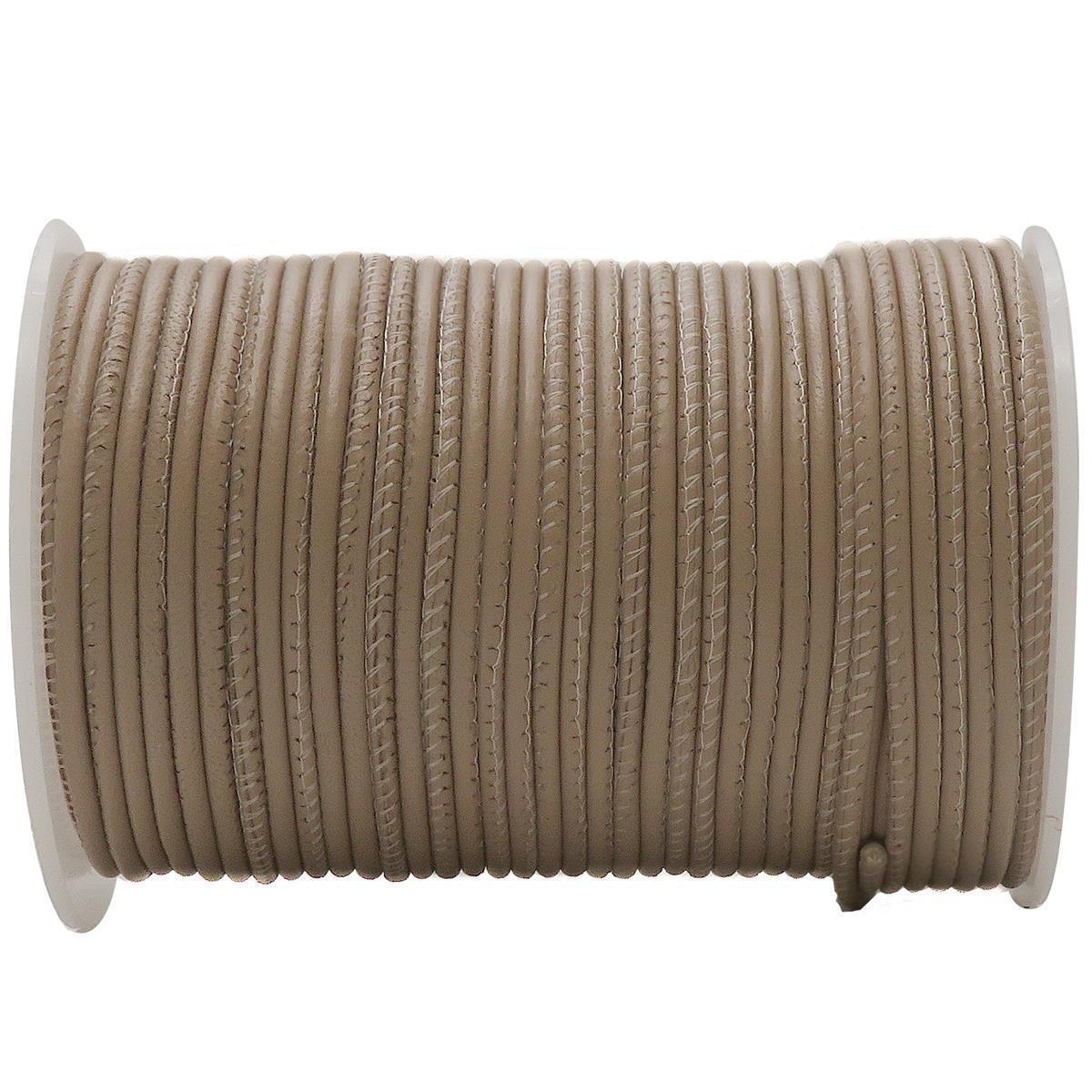 Gesäumte Lederschnur in Taupe
