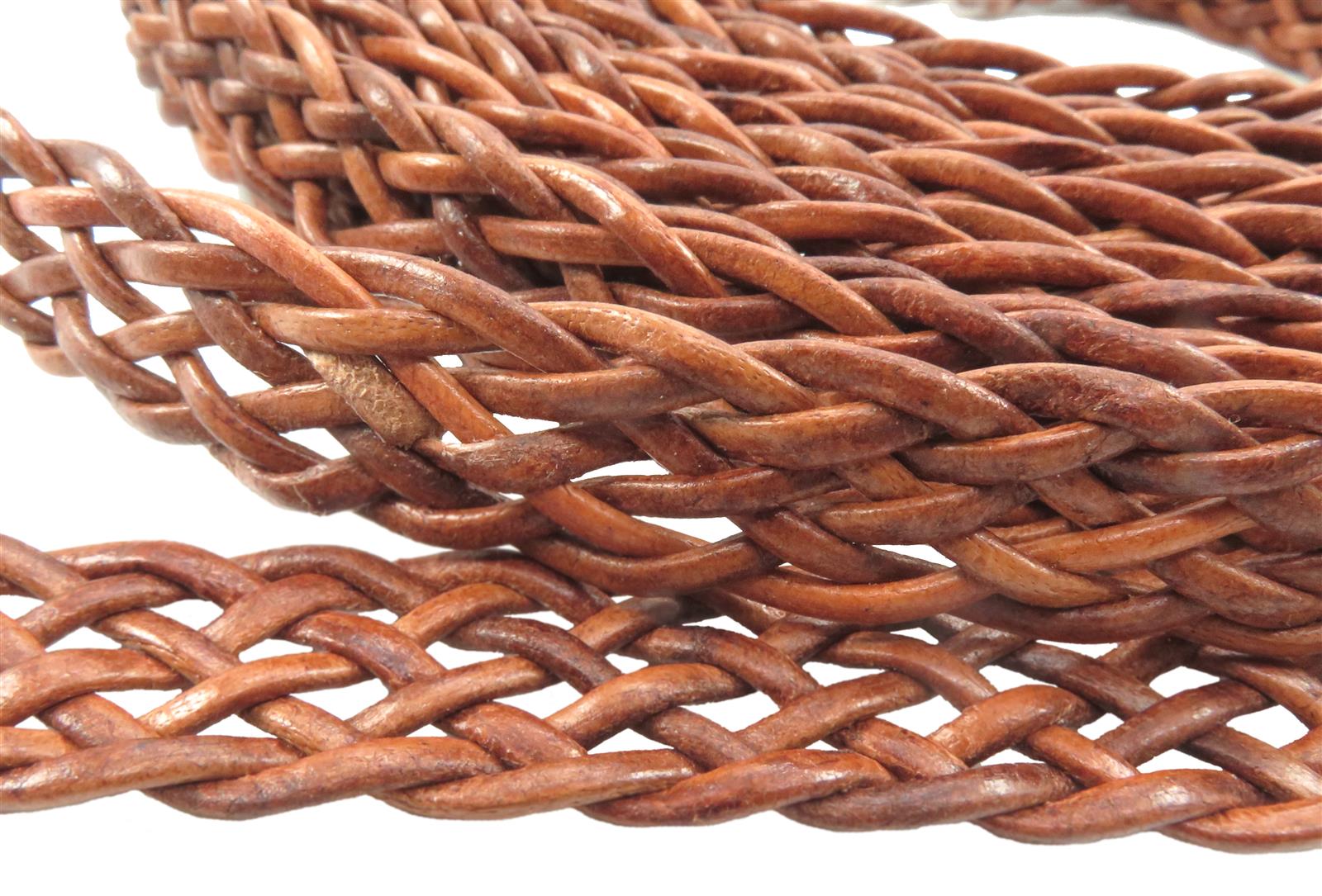 Lederband geflochten Flach 15 mm, Dicke: ca. 2,5 mm, Länge: 1 m. Bronze