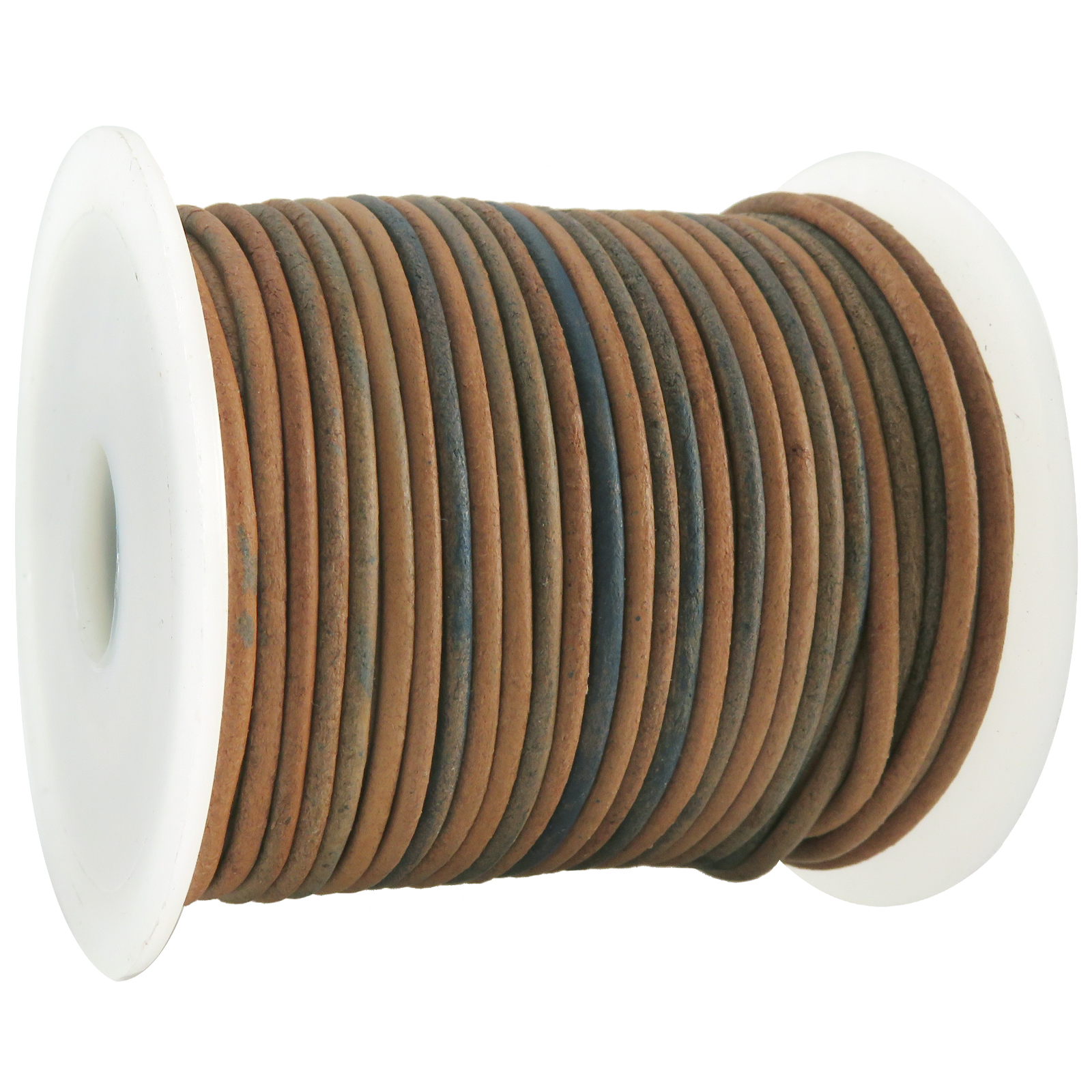 Lederschnur Rund 2 mm - 25m/Rolle - Bicolor Hellblau/Beige