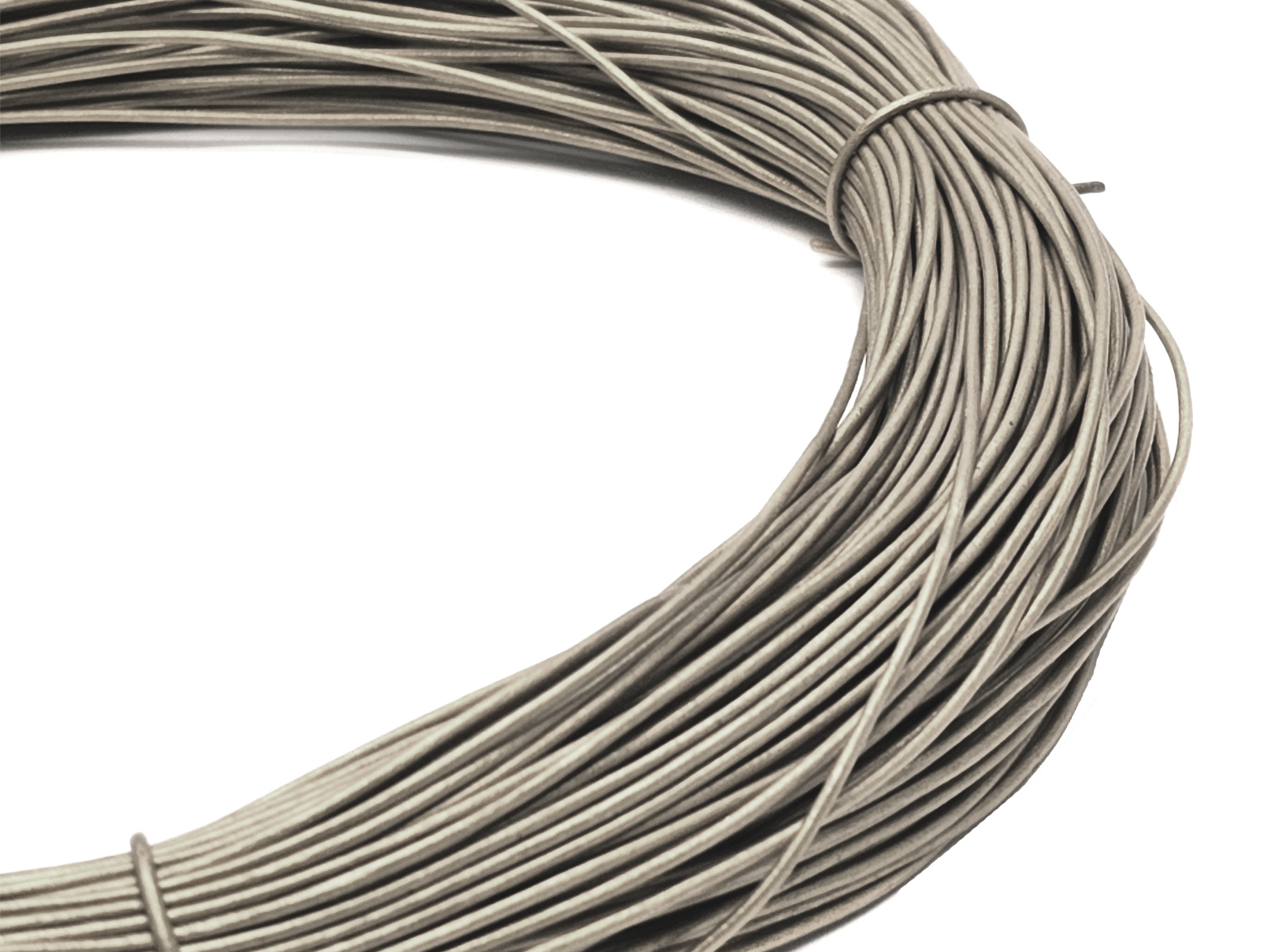 Lederschnur Rund 1,5 mm - Silber. Länge: 100 m