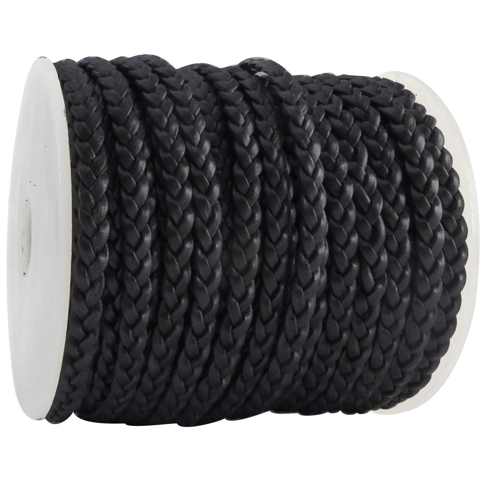 Lederschnur geflochten Flach 5 mm - Navy. Länge: 10 m
