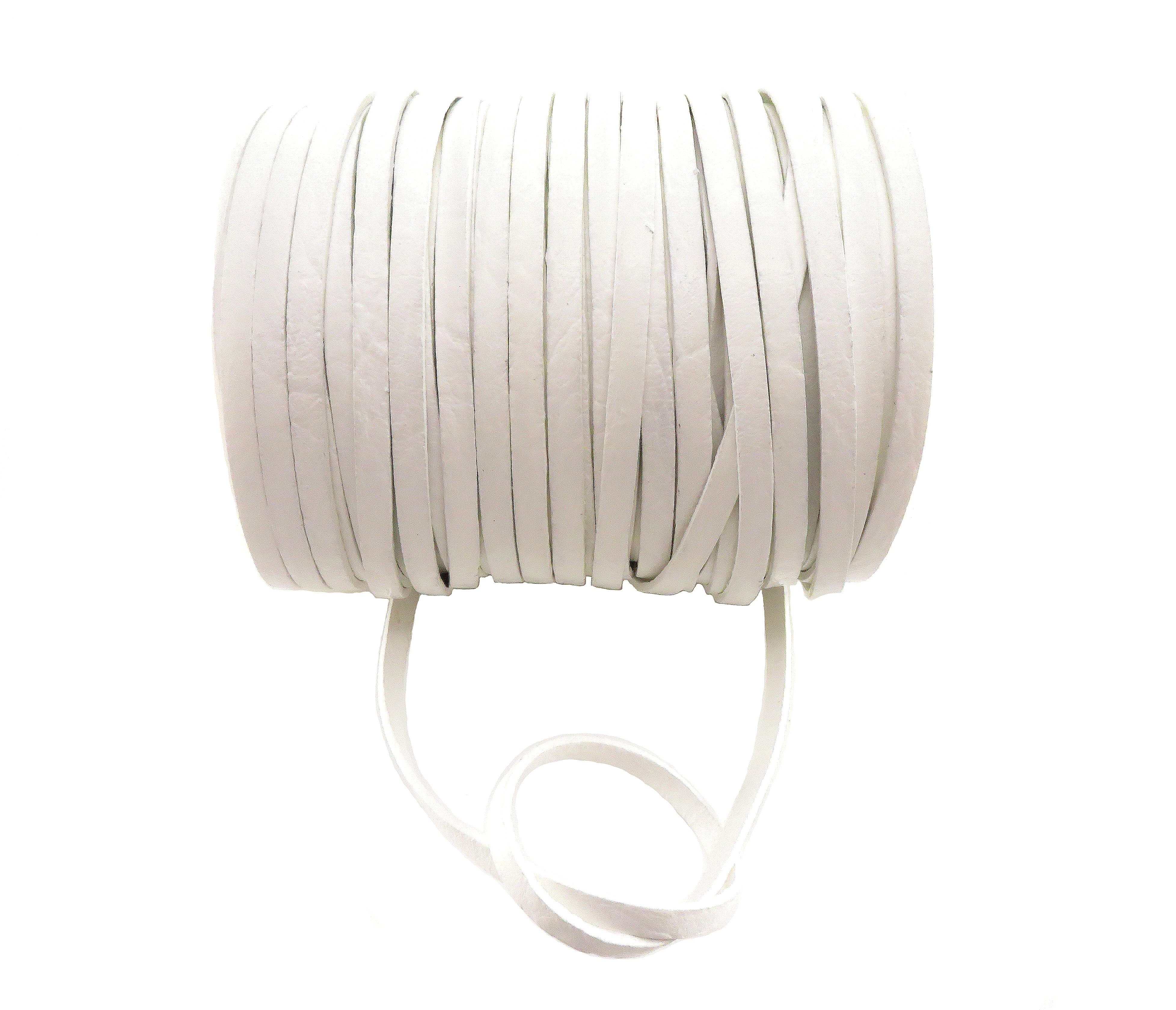 Lederband Flach 5 mm x 2 mm - Weiß. Länge: 10 m