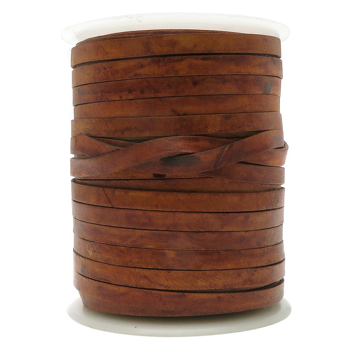 Lederband Flach 7 mm x 1,5 mm - Antik Hellbraun. Länge: 15 m