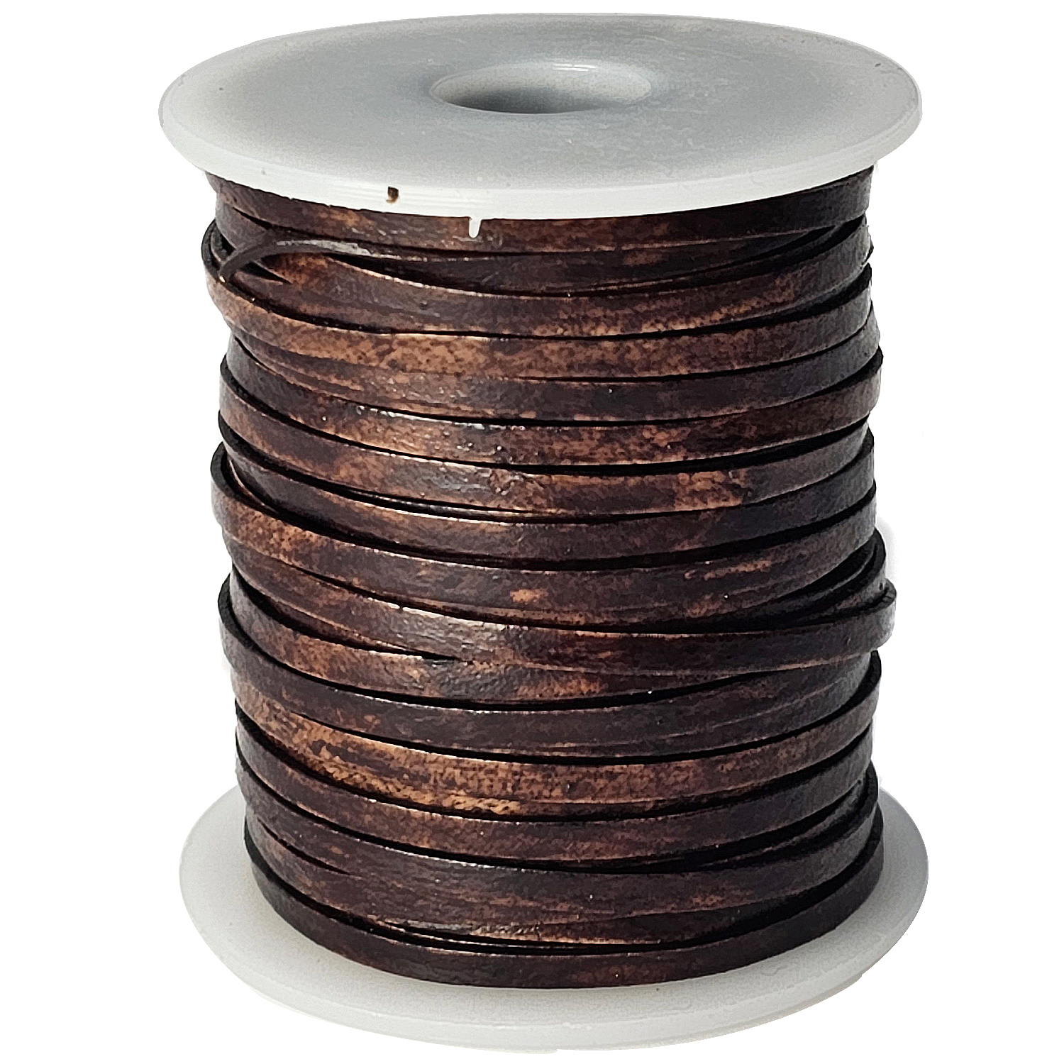 Lederband flach 3 mm Breite, 1 mm Dick fürs kreative Handwerk, Lederschmuckherstellung in Antik Braun