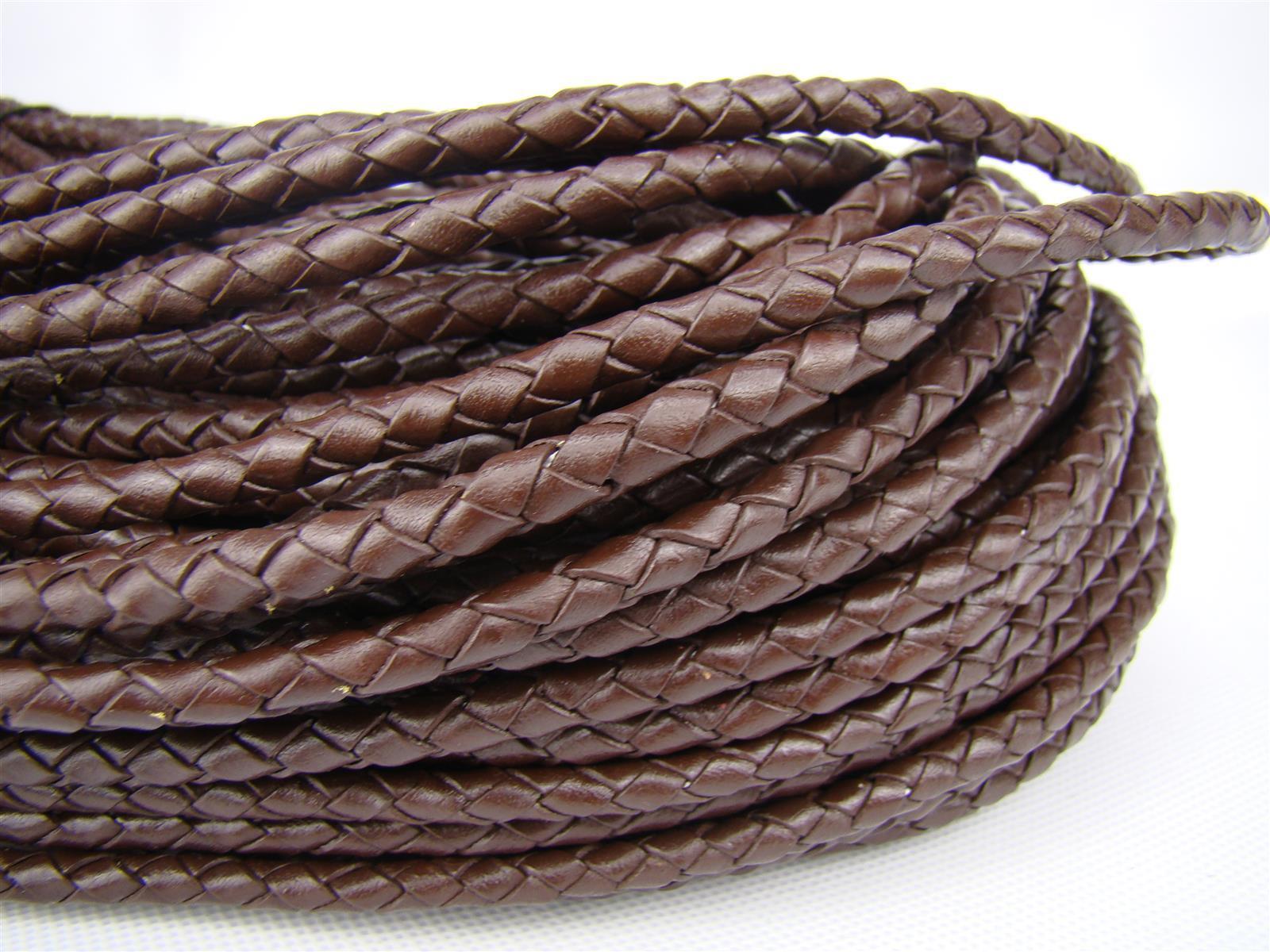 Lederschnur geflochten 5 mm - Braun