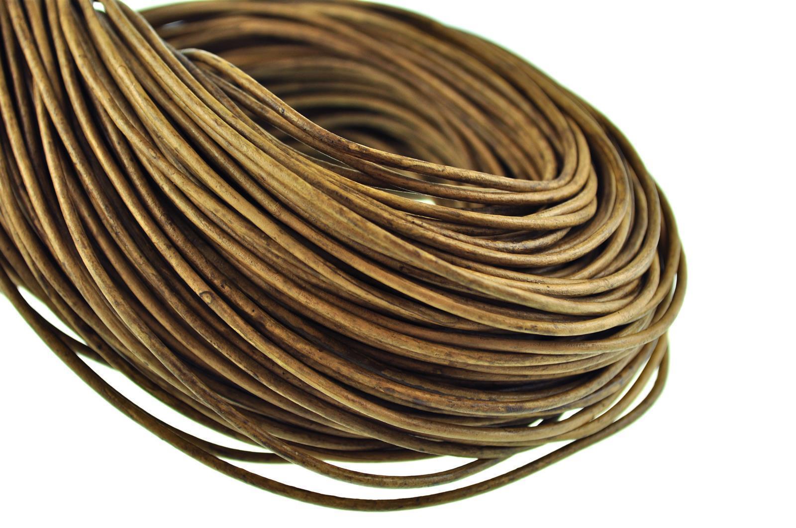 Lederschnur Rund 2 mm - Mesh Erdnussbraun. Länge: 30 m