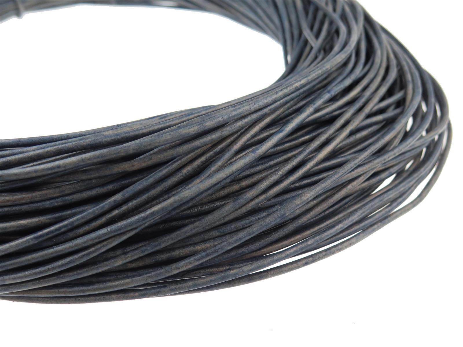 Lederschnur Rund 3 mm - Jeansblau/ Antik Blau. Länge: 25 m