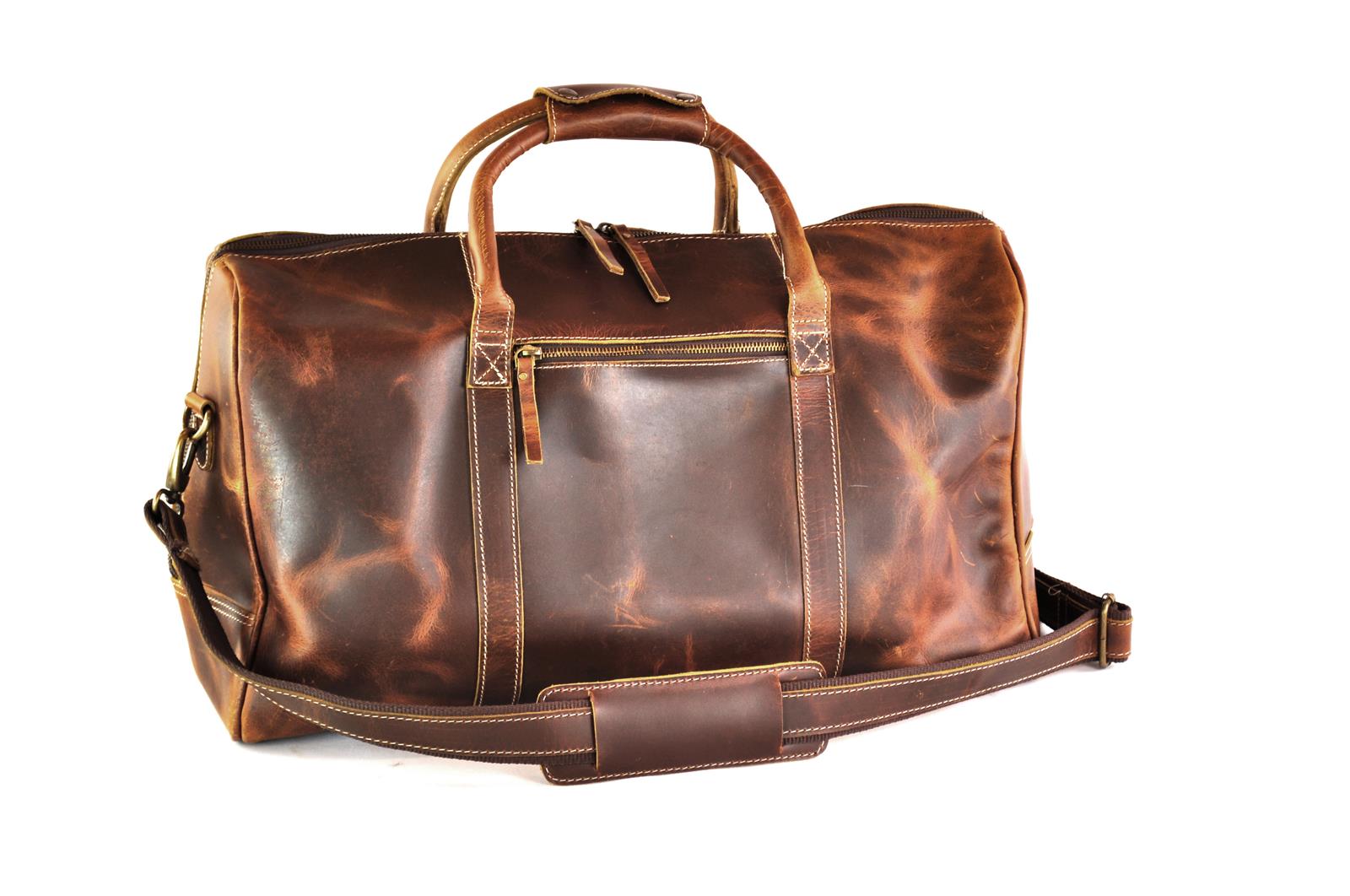 Große und robuste Ledertasche mit viel Stauraum in Vintage Antik Braun