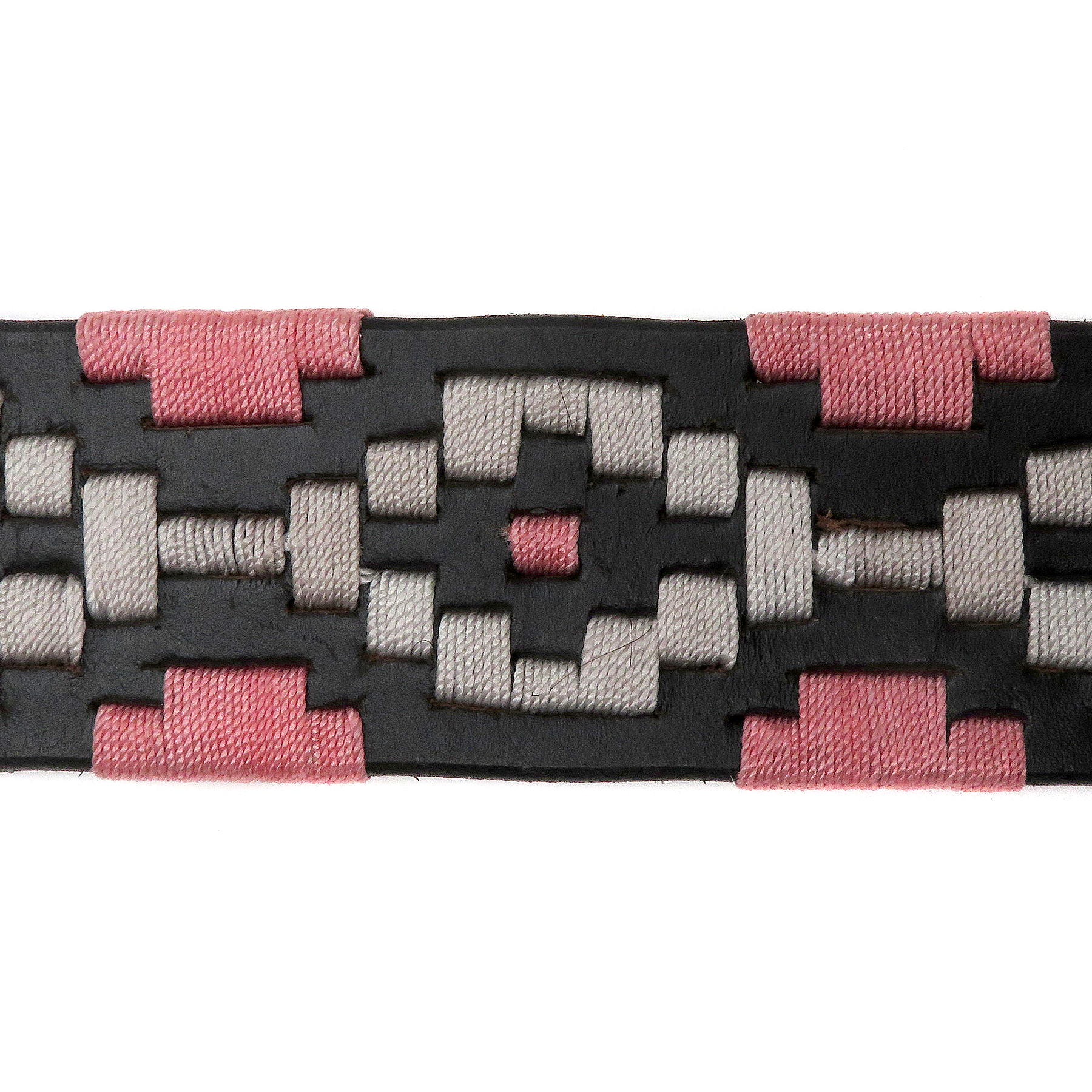 Western Ledergürtel Gemustert weiß-rosa. Gürtellänge:105