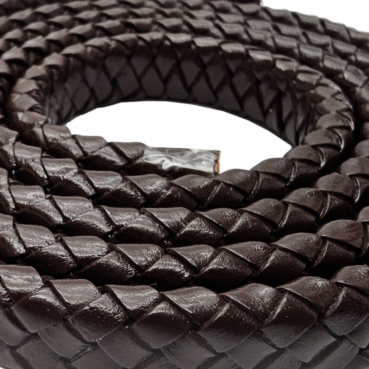 Lederband Geflochten oval | 1 Meter | 12 mm x 6 mm | Braun
