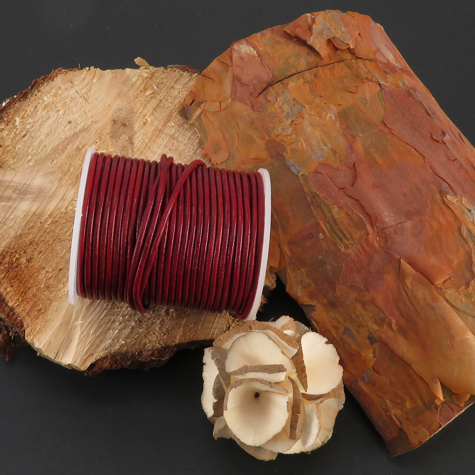 Lederschnur Rund 2 mm - 25m/Rolle - Bicolor Wine/Weinrot