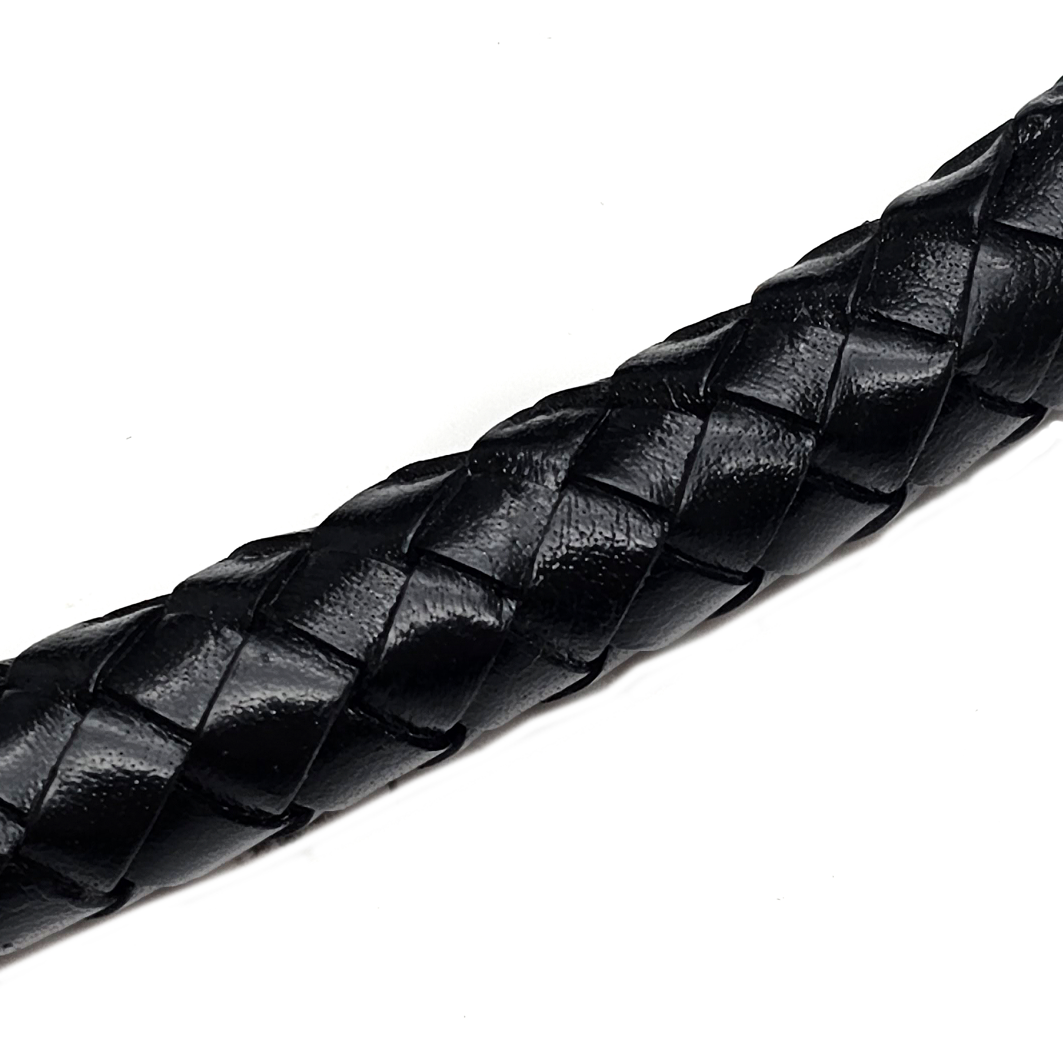Lederschnur geflochten 15 mm - Schwarz. Länge: 5 m