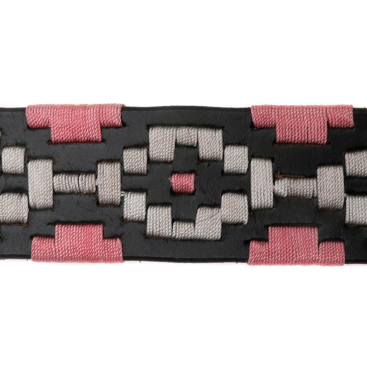 Western Ledergürtel Gemustert weiß-rosa. Gürtellänge:105