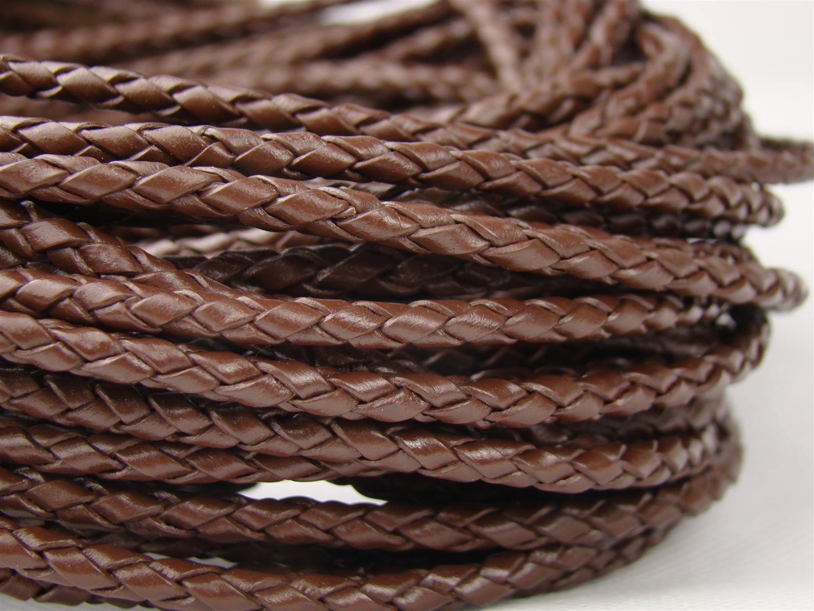 Lederschnur geflochten 3 mm - Braun. Länge: 10 m