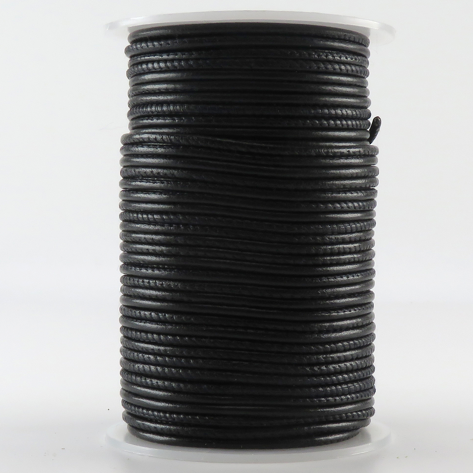 Lederschnur Rund gesäumt 2,5 mm - Schwarz. Länge: 10 m