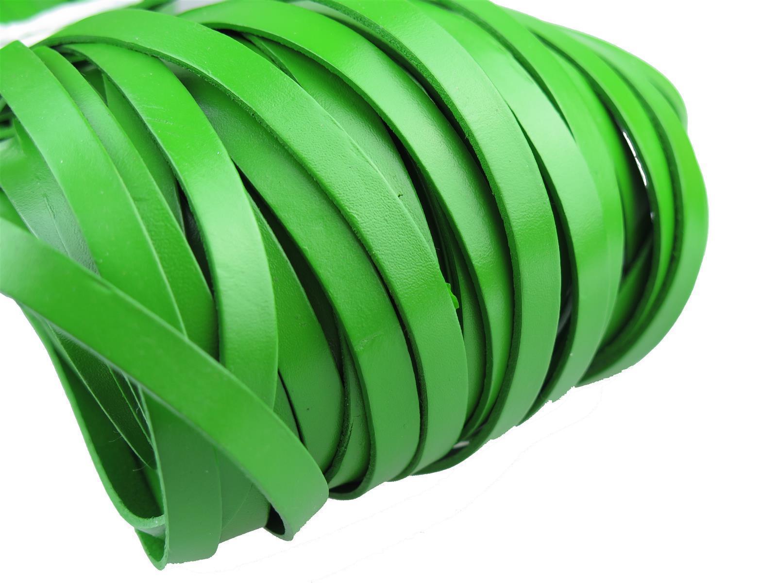Lederband Flach 1 cm x 2 mm - Grün. Länge: 25 m