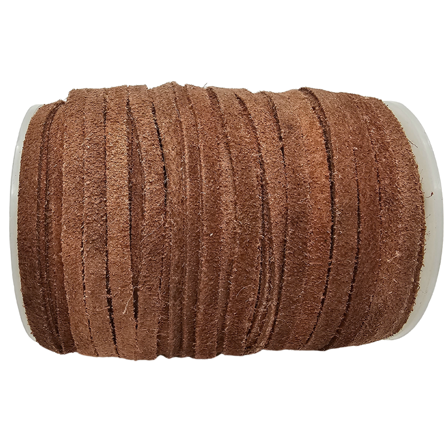 Lederband Flach Wildleder 5 x 1,5  mm - Naturbraun 50 m auf Rolle