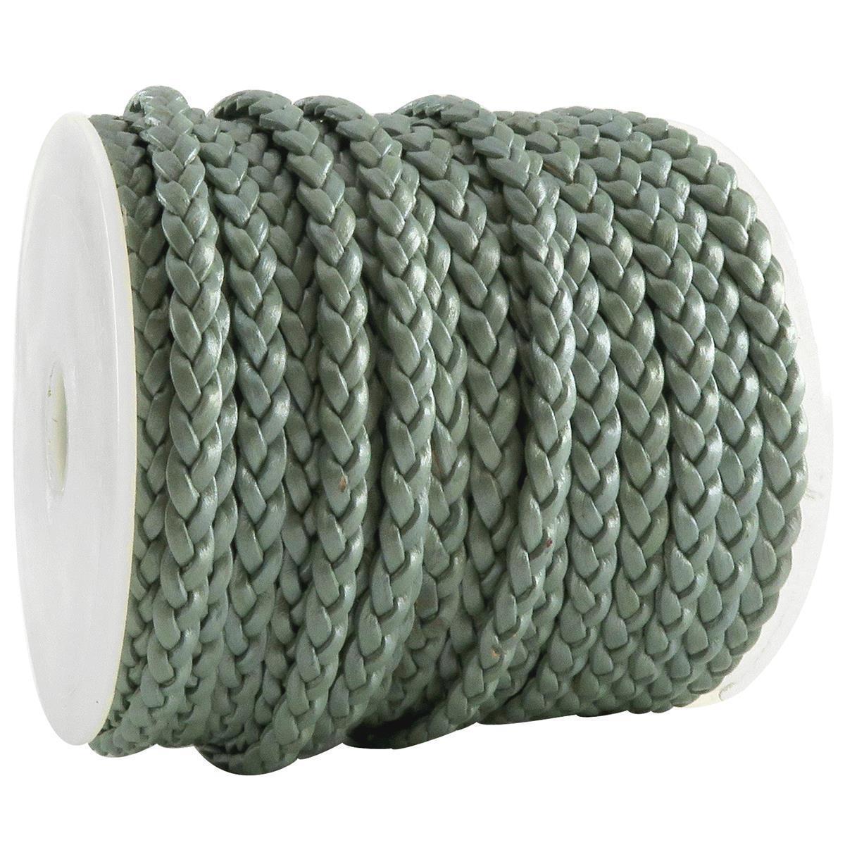 Lederschnur geflochten Flach 5 mm - Türkis Metallic. Länge: 10 m