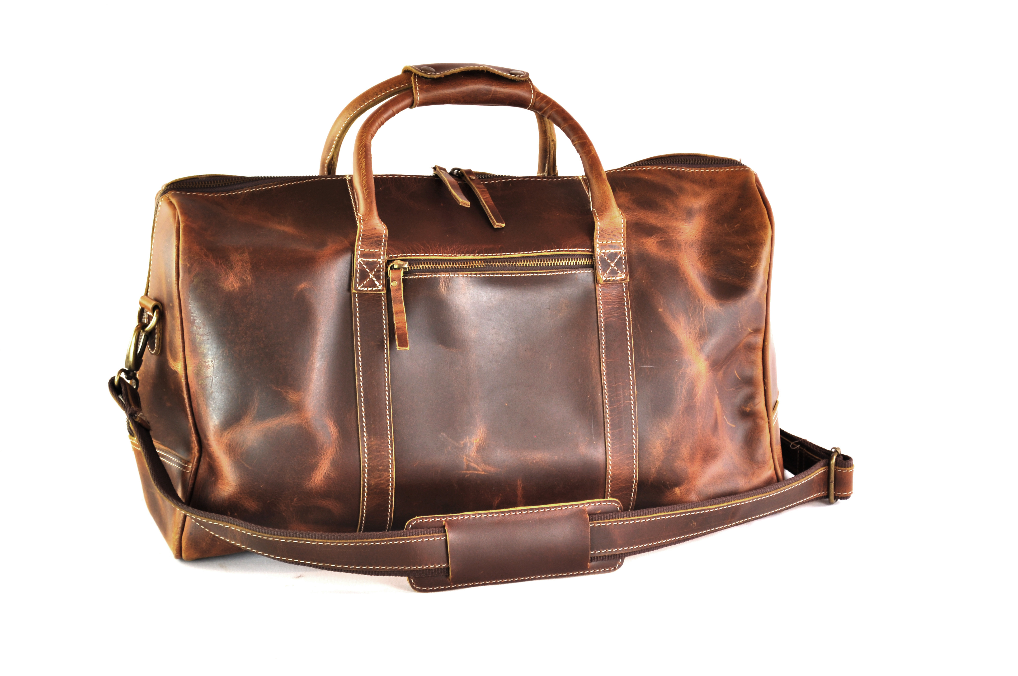 Große und robuste Ledertasche mit viel Stauraum in Vintage Antik Braun
