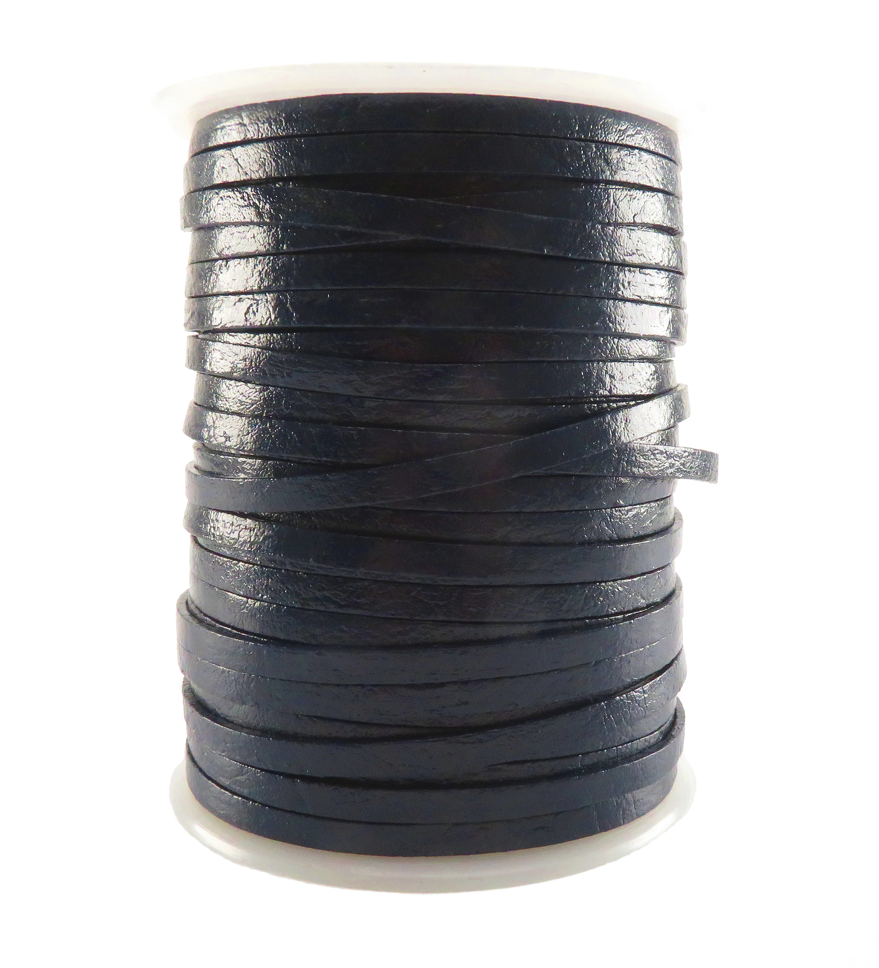 Lederband Flach 5 mm x 2 mm - Navy. Länge: 50 m auf Rolle