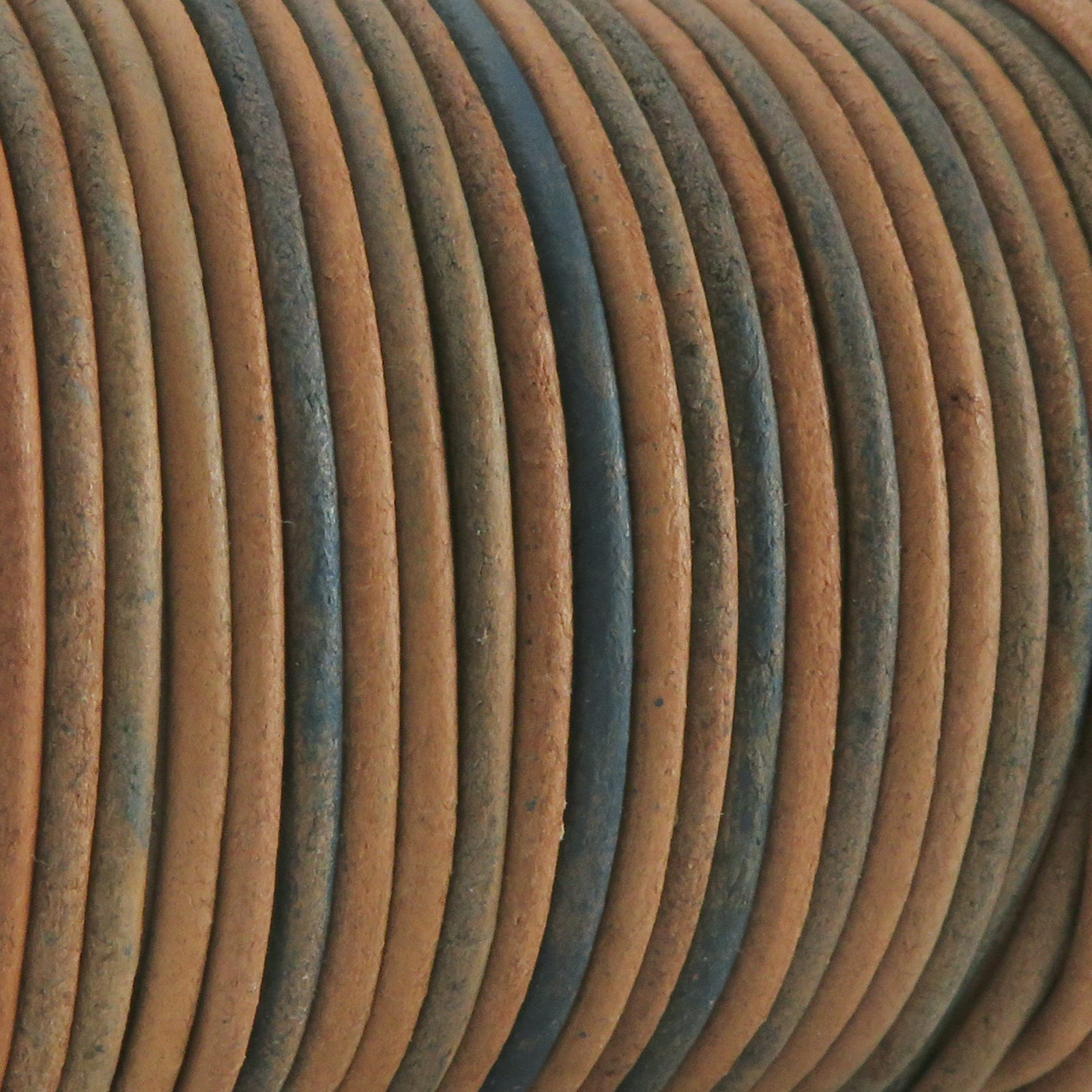 Lederschnur Rund 2 mm - 25m/Rolle - Bicolor Hellblau/Beige