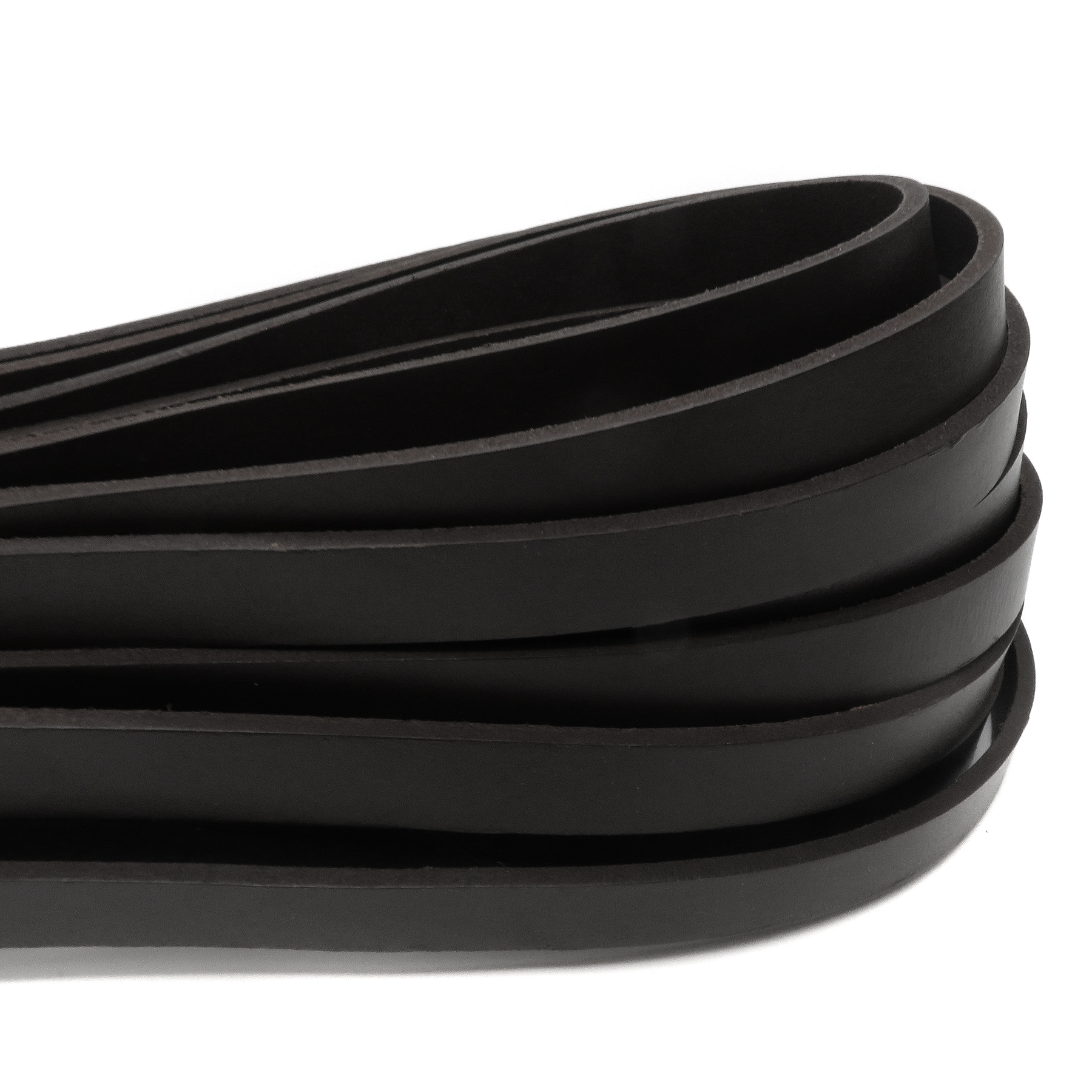Lederband Flach 15 mm x 3 mm - Schwarz. Länge: 25 m