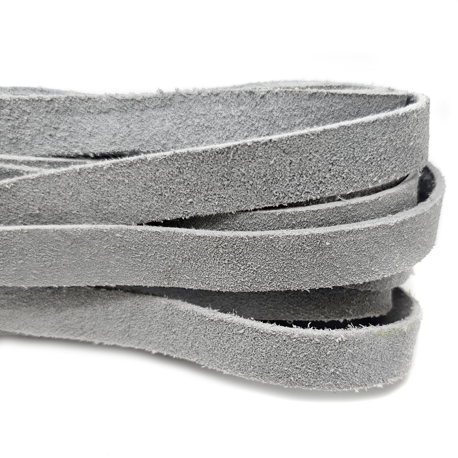 Lederband Flach Wildleder 15 mm x 2,5 mm - Grau. Länge: 10 m