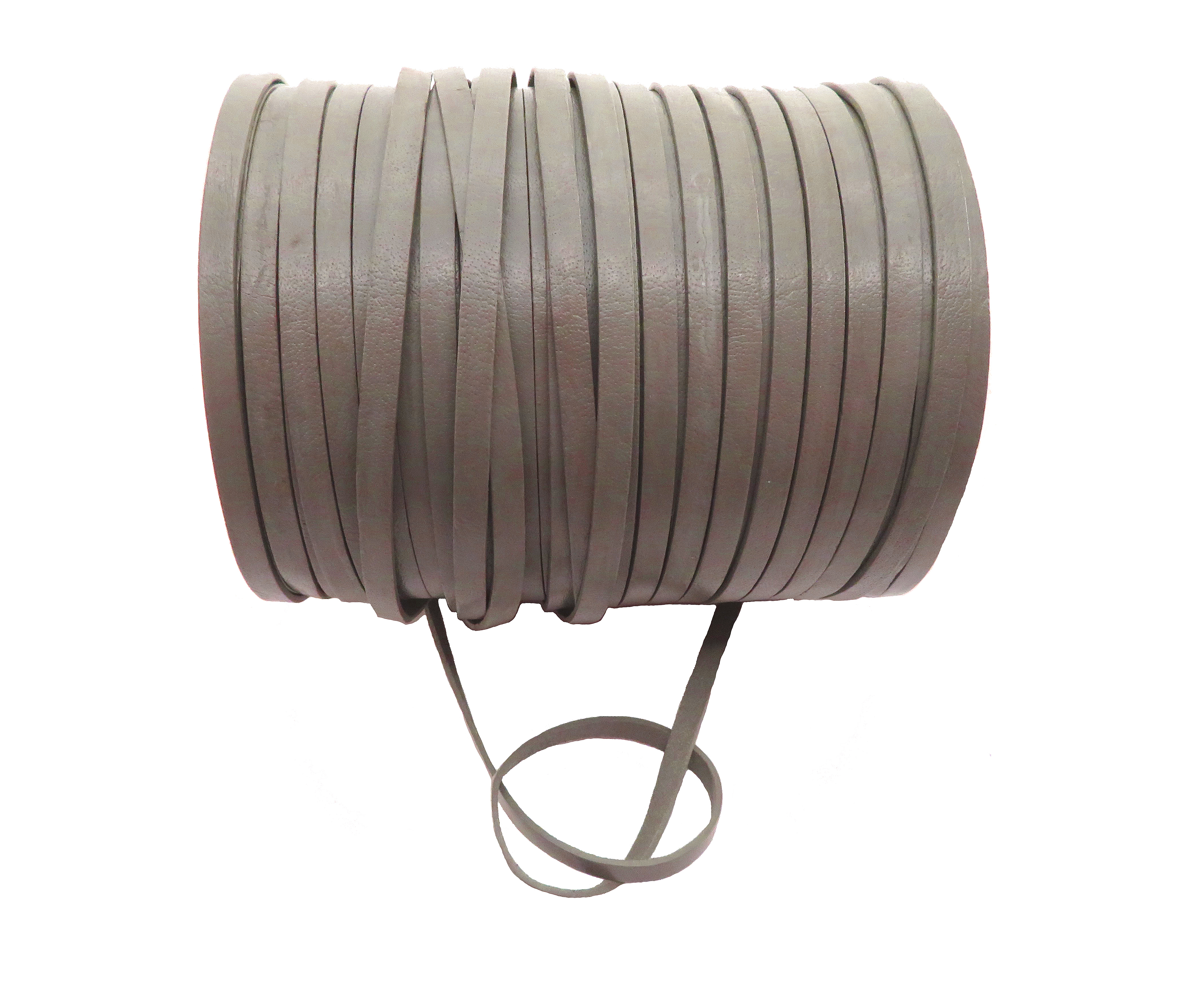 Lederband Flach 5 mm x 1,5 mm - Grau. Länge: 50 m auf Rolle