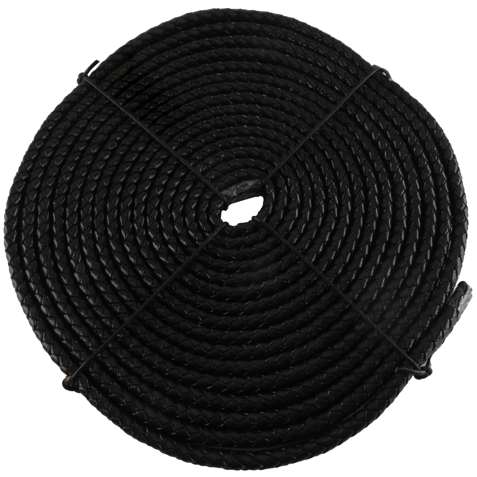 Lederschnur geflochten Oval 10 mm x 6 mm - Schwarz. Länge: 5 m