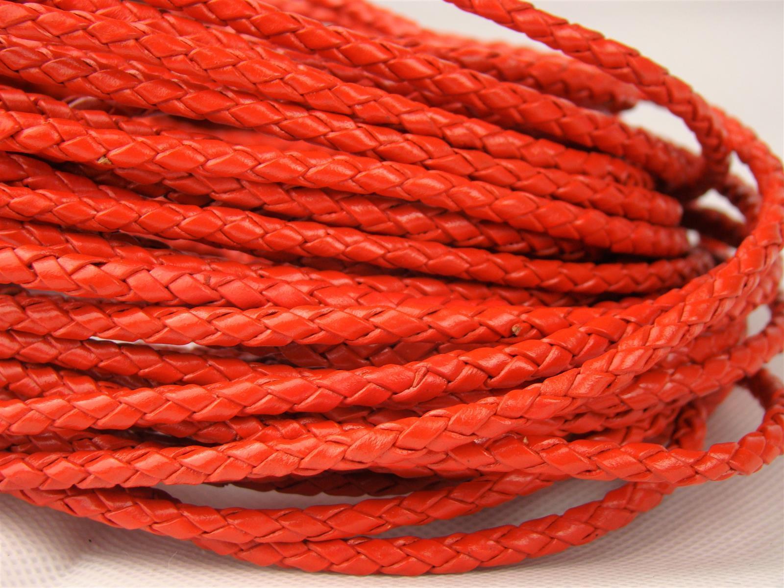 Lederschnur geflochten 3 mm - Orange. Länge: 3 m