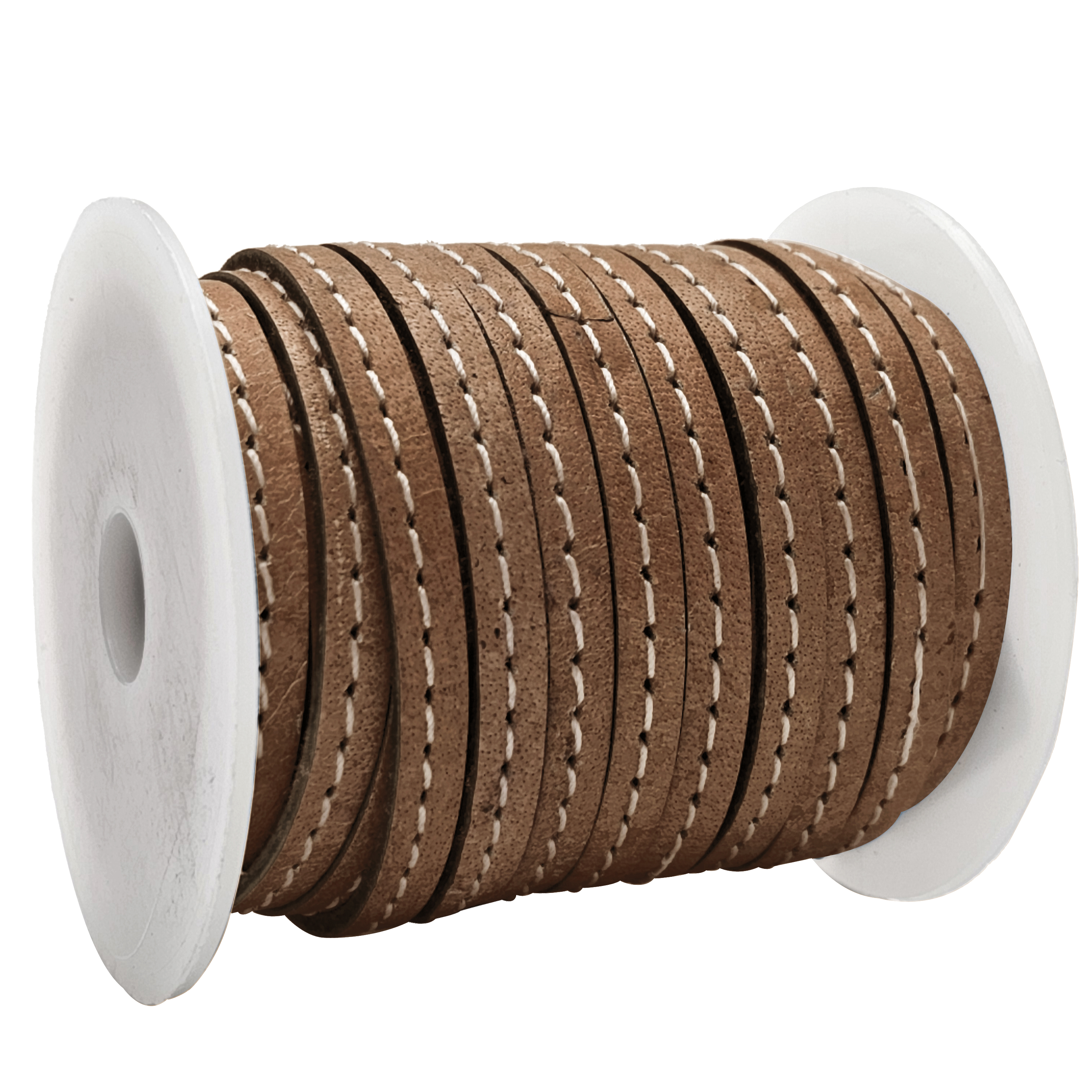 Lederband flach mit Ziernaht  5 x 1,5  mm - KO/16 Braun 10 m