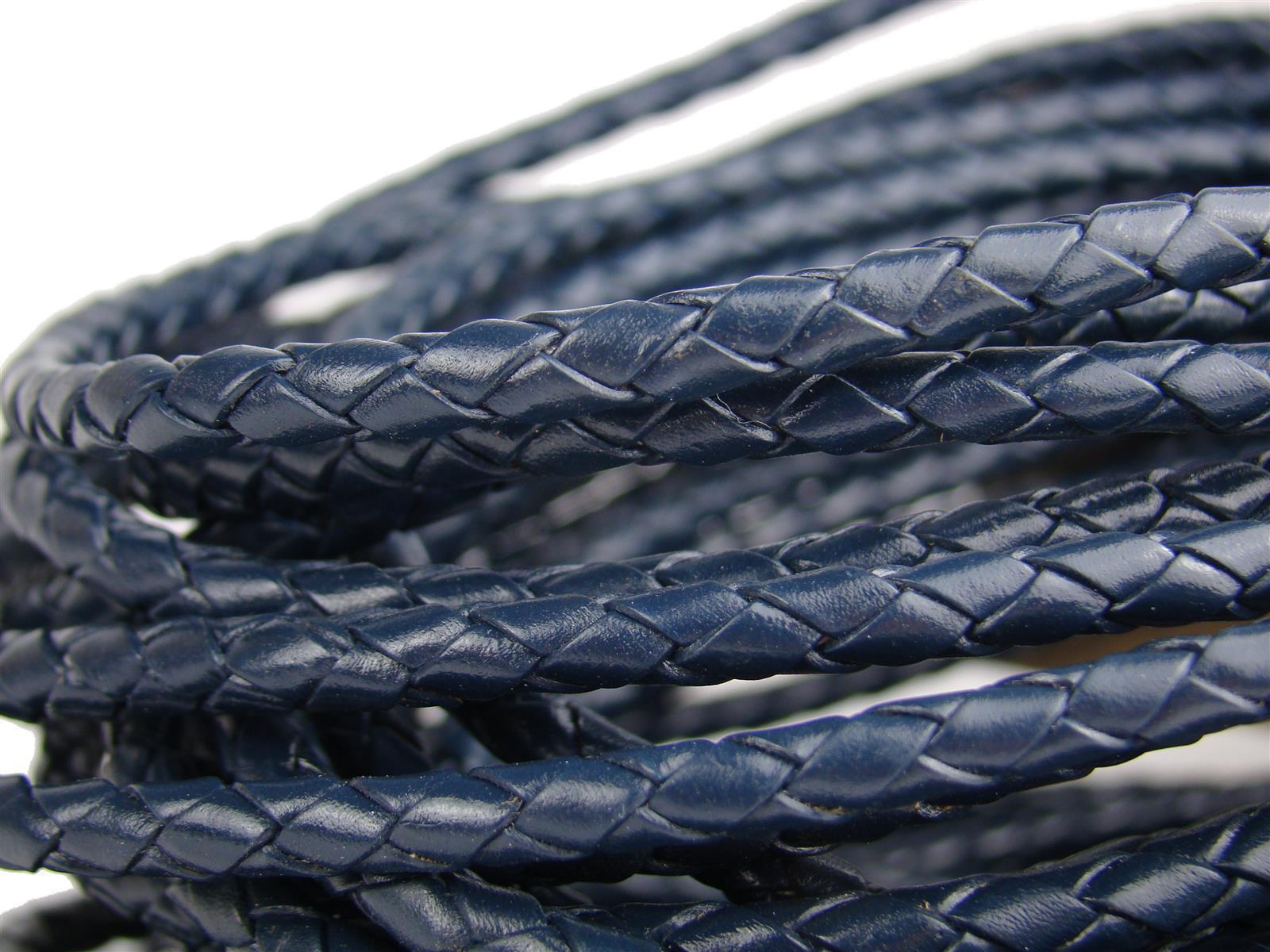 Lederschnur geflochten 5 mm - Blau - Länge: 3 Meter
