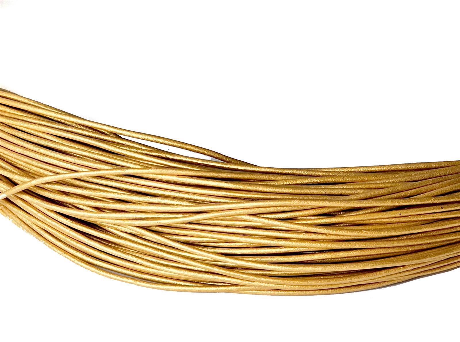 Lederschnur Rund 1,5 mm - Gold. Länge: 100 m auf Rolle