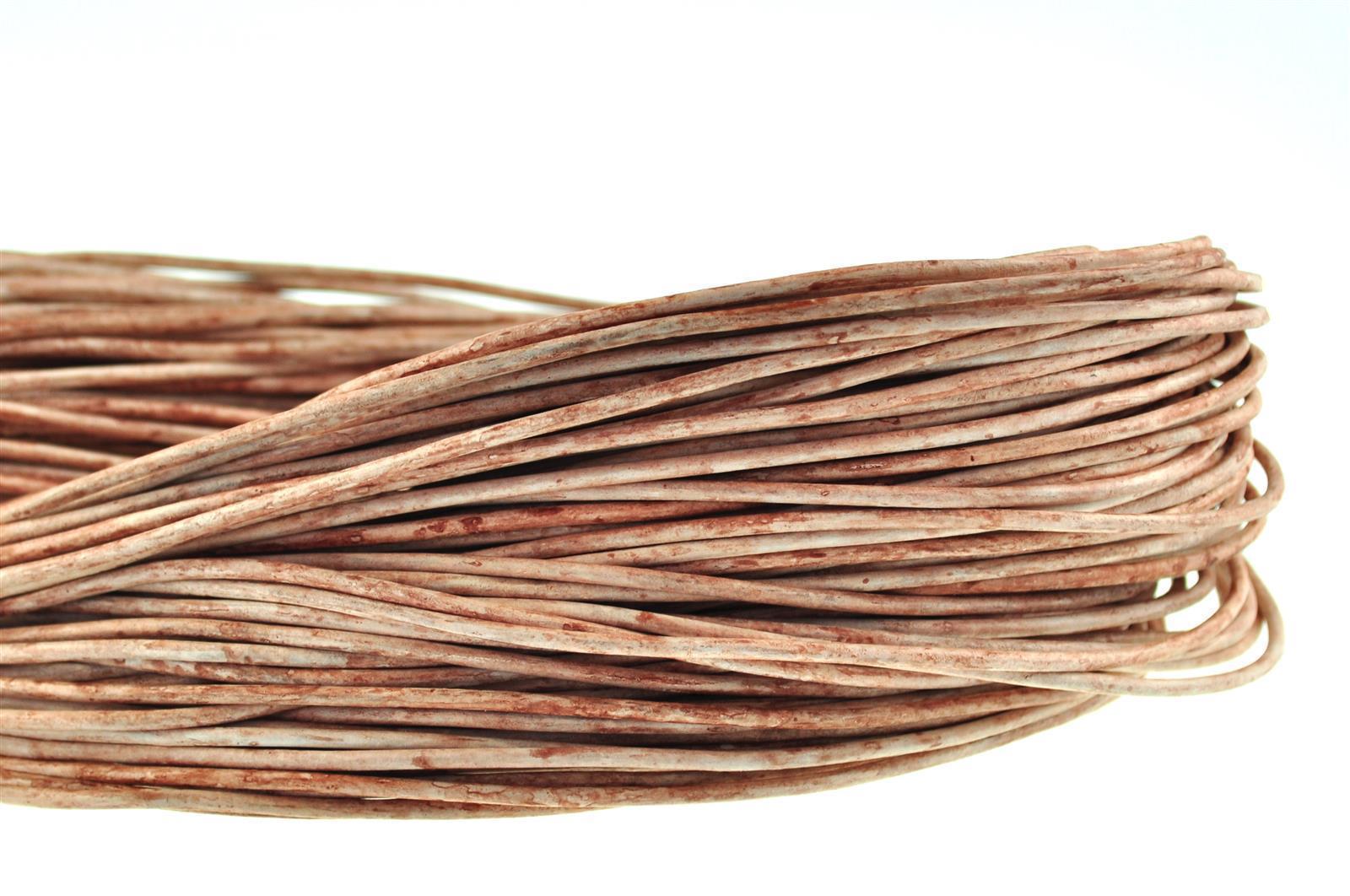 Lederschnur Rund 2 mm - Mesh Elfenbein. Länge: 50 m