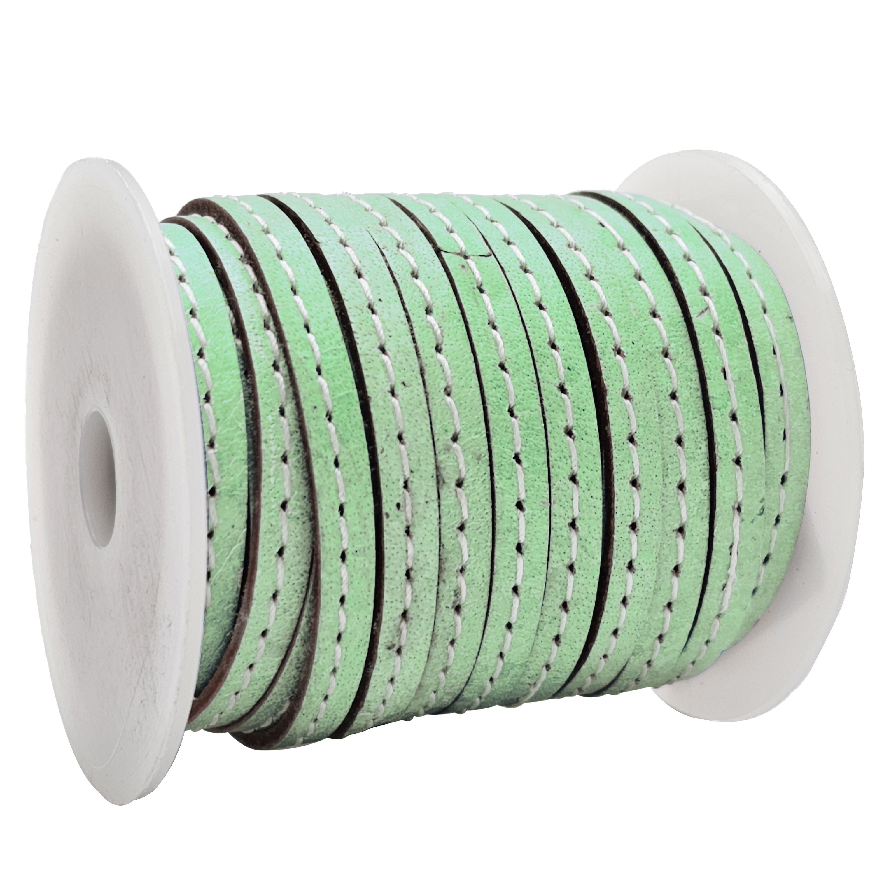 Lederband flach mit Ziernaht  5 x 1,5  mm - KO/11 Mintgrün 10 m