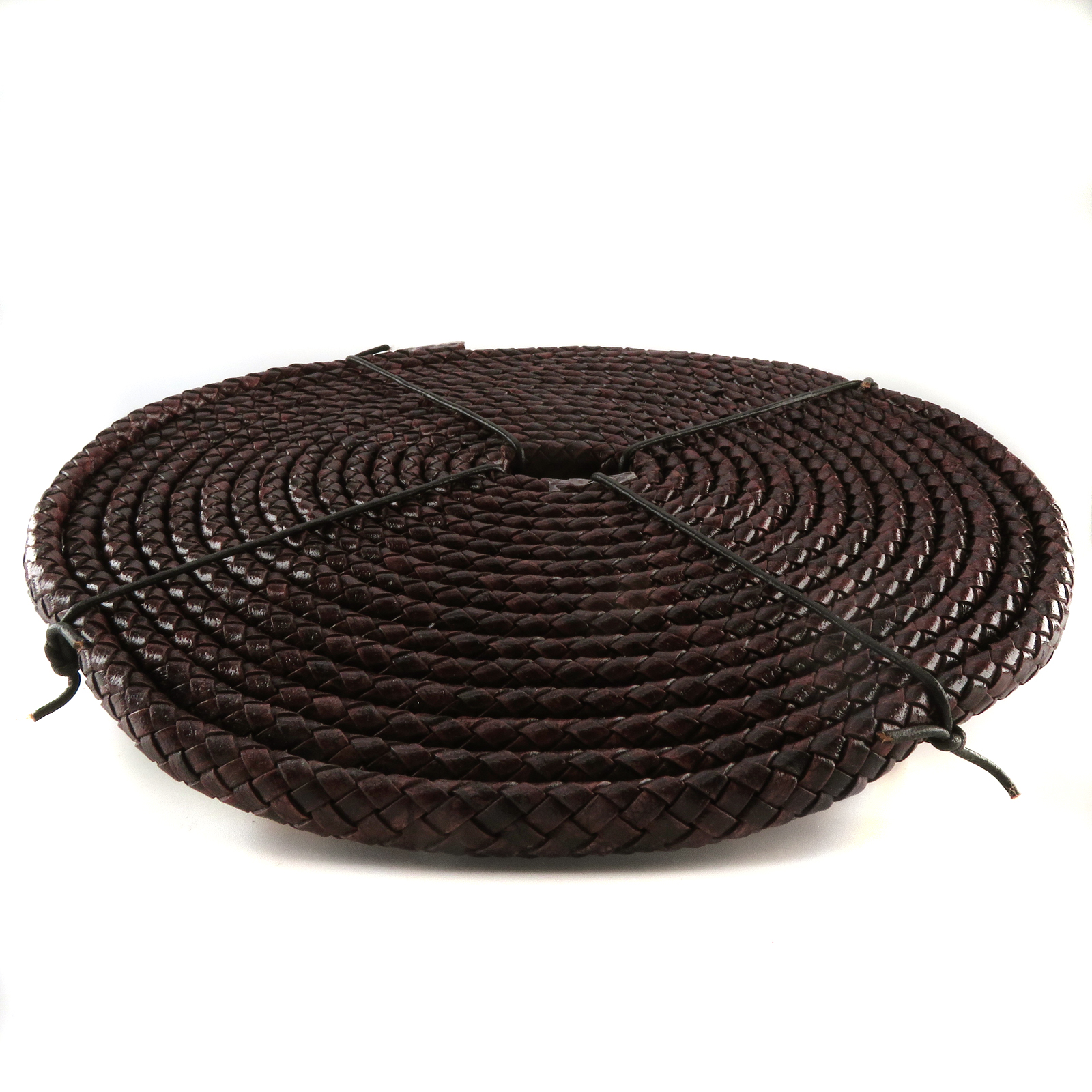 Lederschnur geflochten Oval 10 mm x 6 mm - Antik Braun. Länge: 2 m