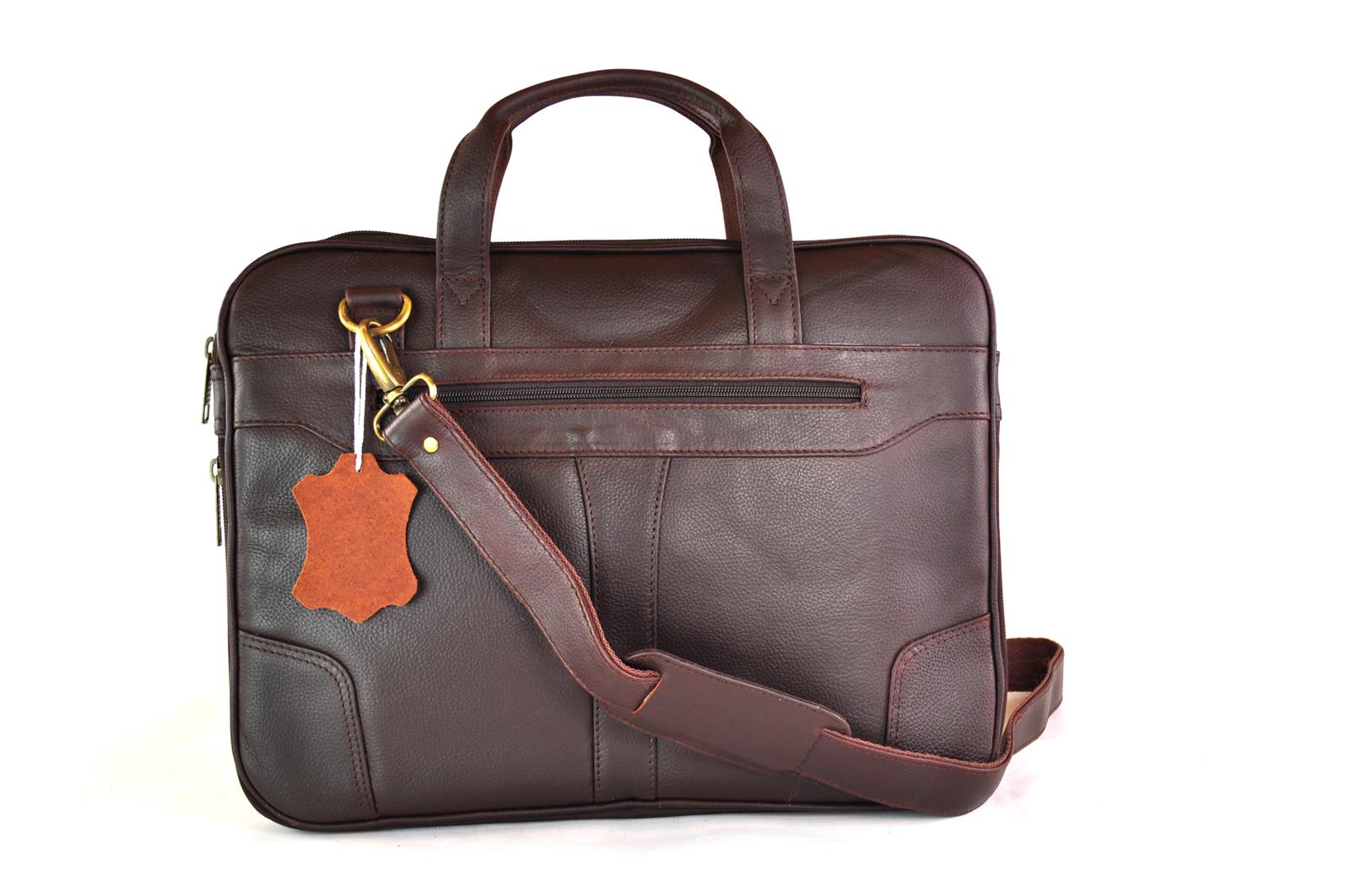 Klassische Ledertasche für Laptop und Unterlagen in Braun