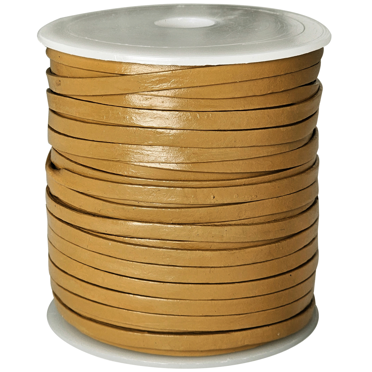 Lederband Flach 4 x 1 mm - Curry. Länge: 25 m auf Rolle