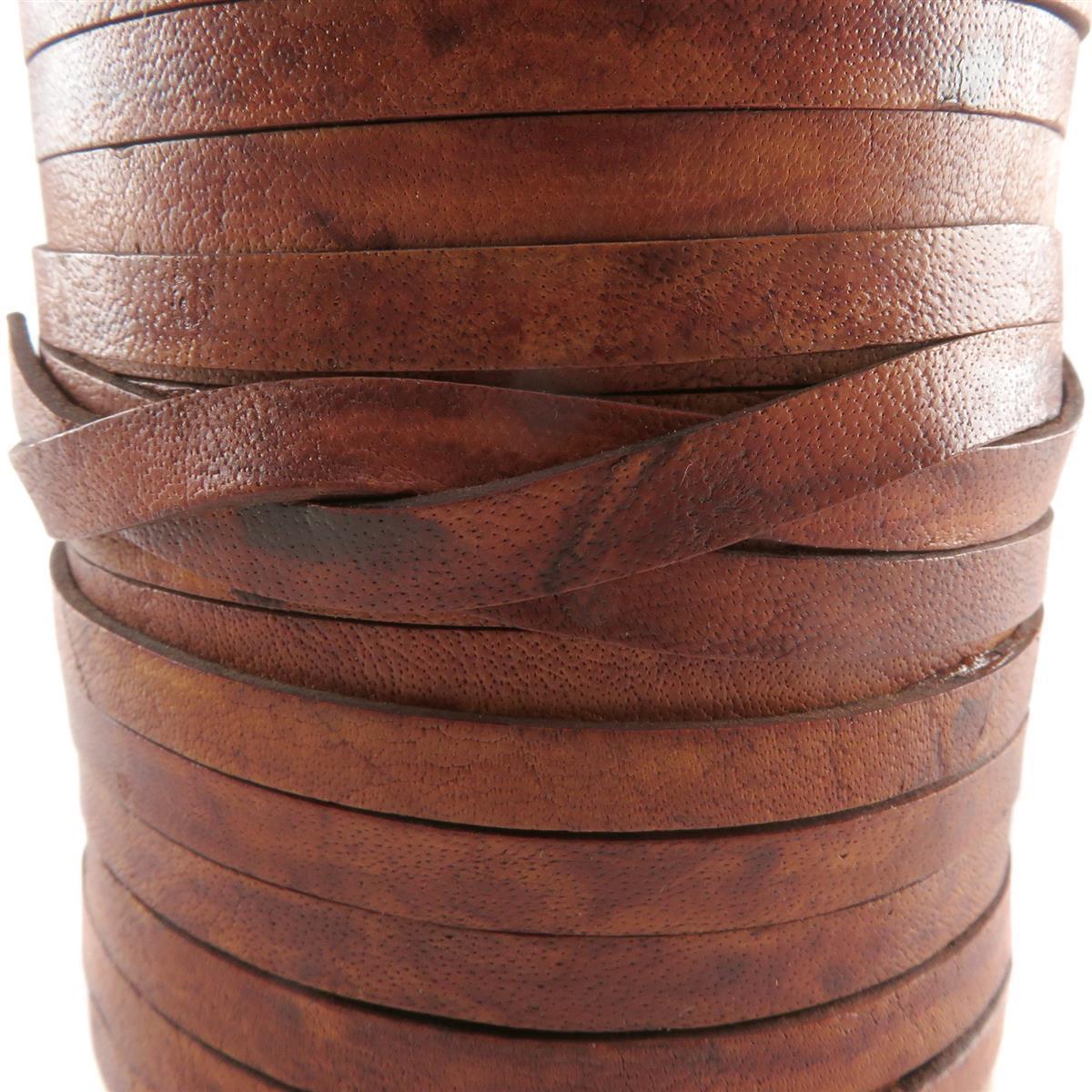 Lederband Flach 7 mm x 1,5 mm - Antik Hellbraun. Länge: 15 m