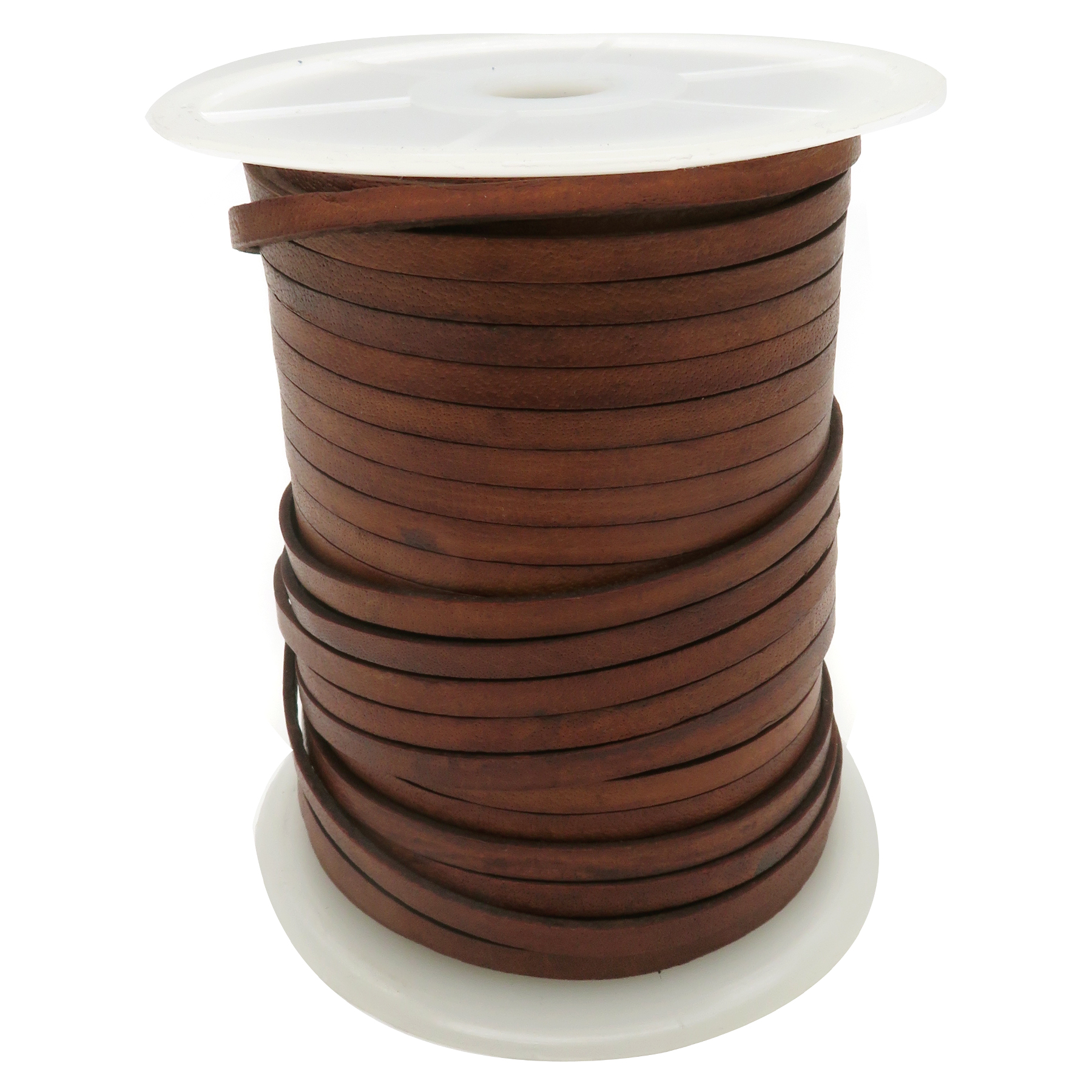 Lederband Flach 5 mm x 1,5 mm - Antik Braun. Länge: 2 m