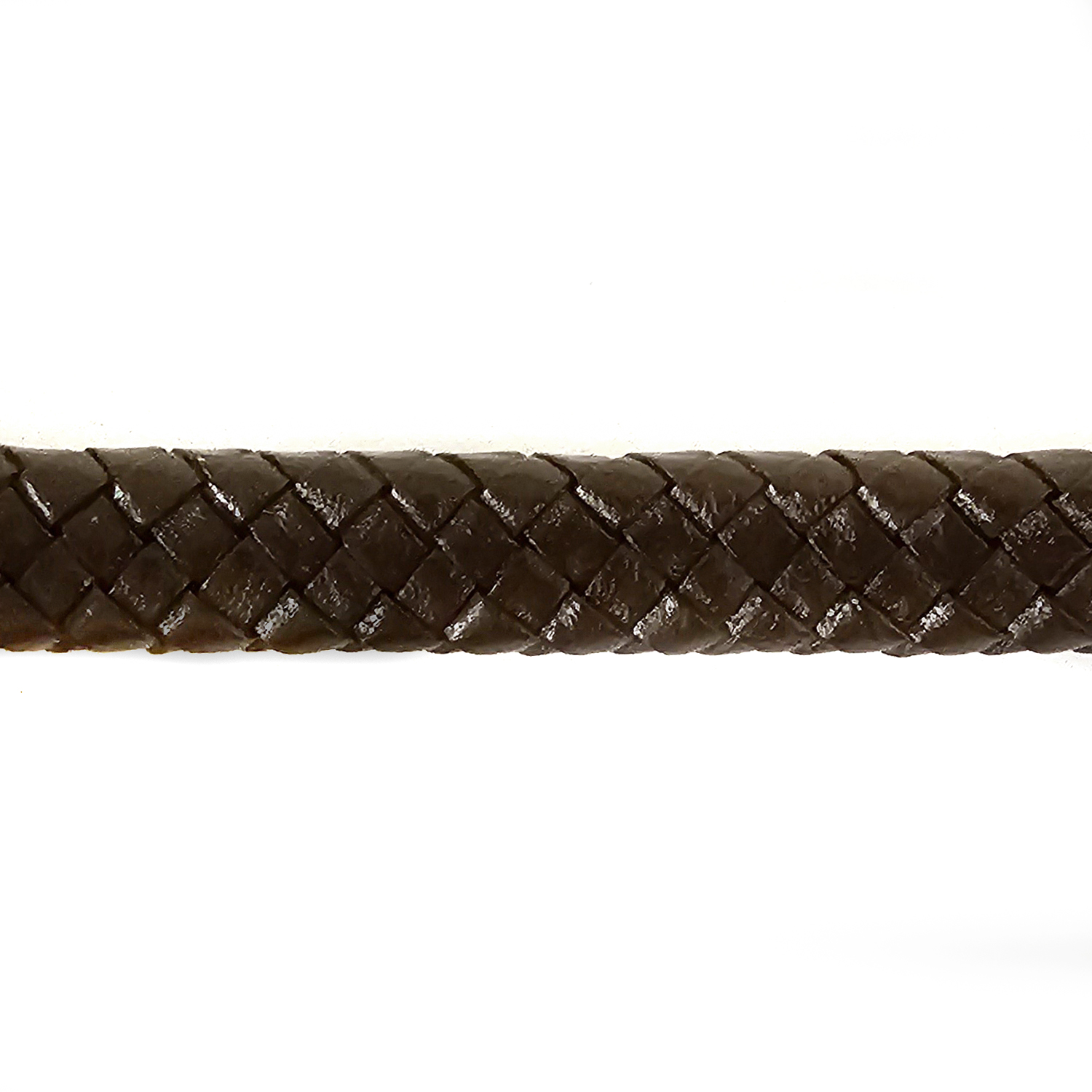 Lederband Geflochten oval | 1 Meter | 12 mm x 6 mm | Braun