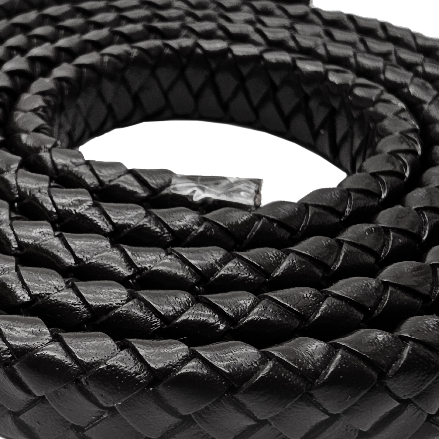 Lederband Geflochten oval | 1 Meter | 12 mm x 6 mm | Schwarz